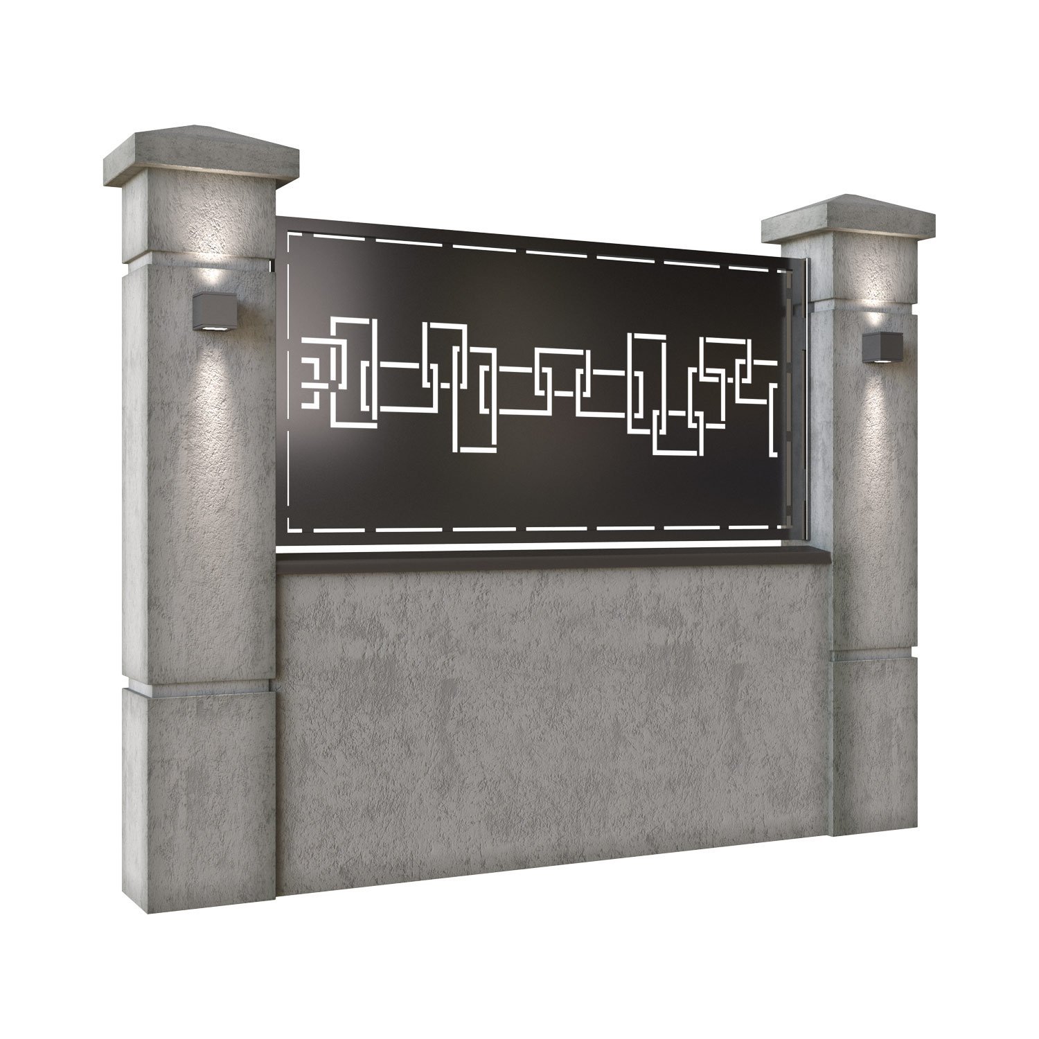 Panou de gard mic din tabla decupata (traforata) CNC cu plasma, model Domino, SM DMN02, 1940 x 990 mm, Negru - imagine 2