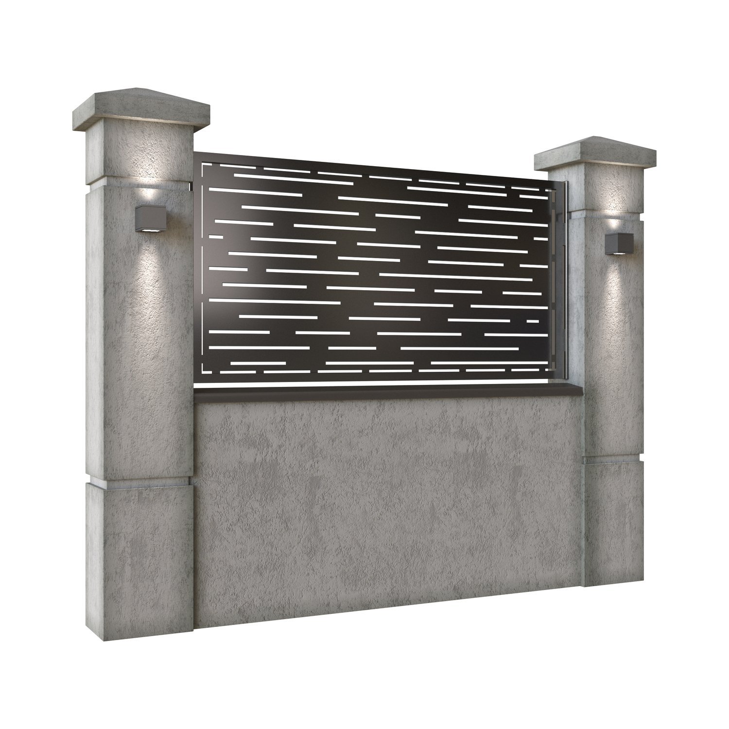 Panou de gard mic din tabla decupata (traforata) CNC cu plasma, model Dungi, SM DNG02, 1940 x 990 mm, Negru - imagine 2