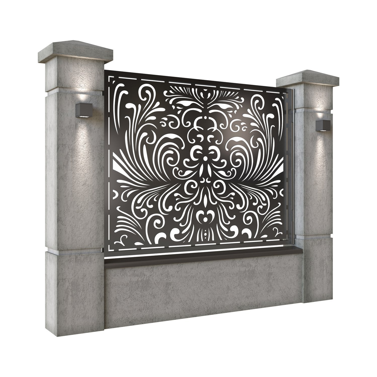 Panou de gard mare din tabla decupata (traforata) CNC cu plasma, model Best, SM BST03, 1940 x 1500 mm, Negru - imagine 2