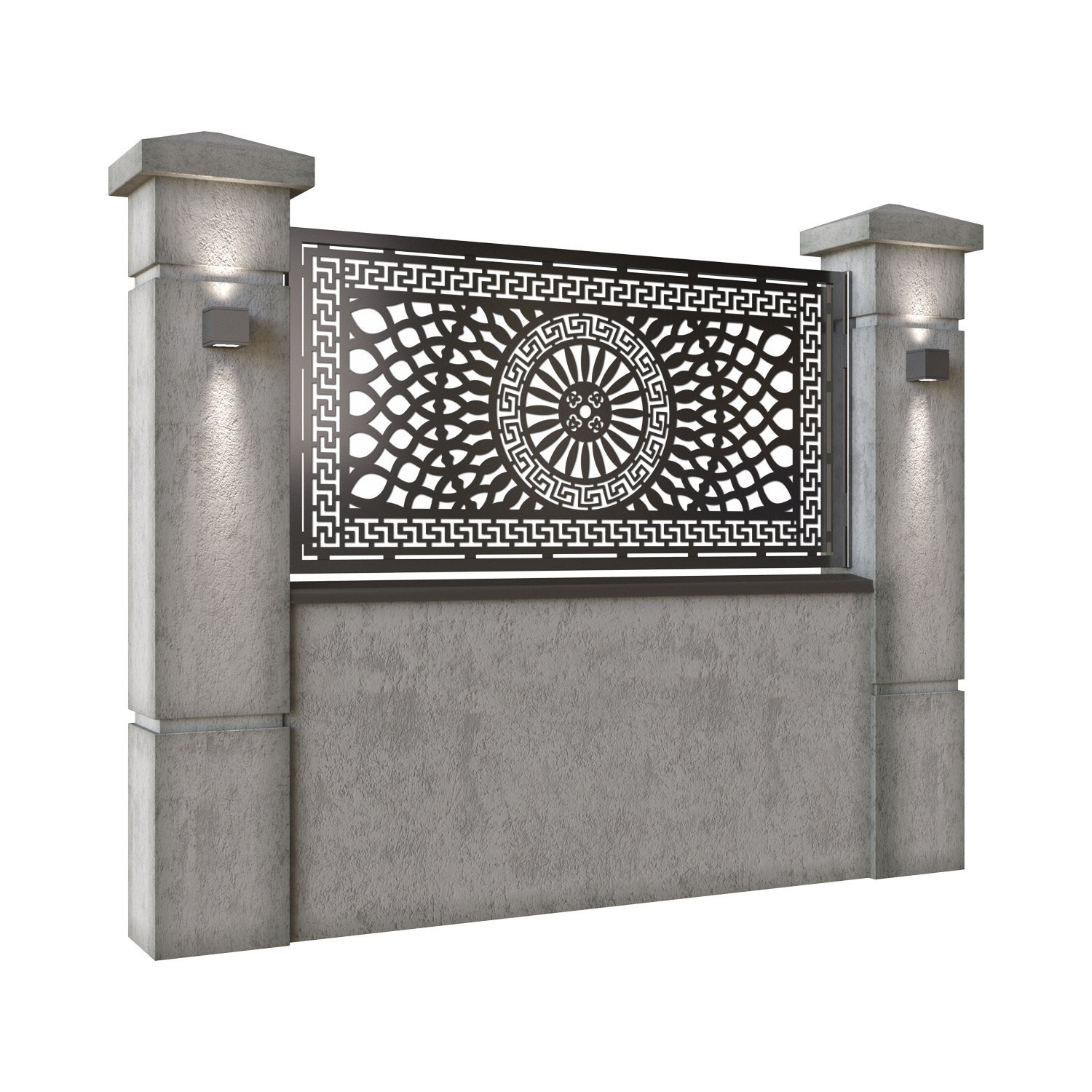 Panou de gard mic din tabla decupata (traforata) CNC cu plasma, model Qatar, SM QTR02, 1940 x 990 mm, Negru - imagine 2