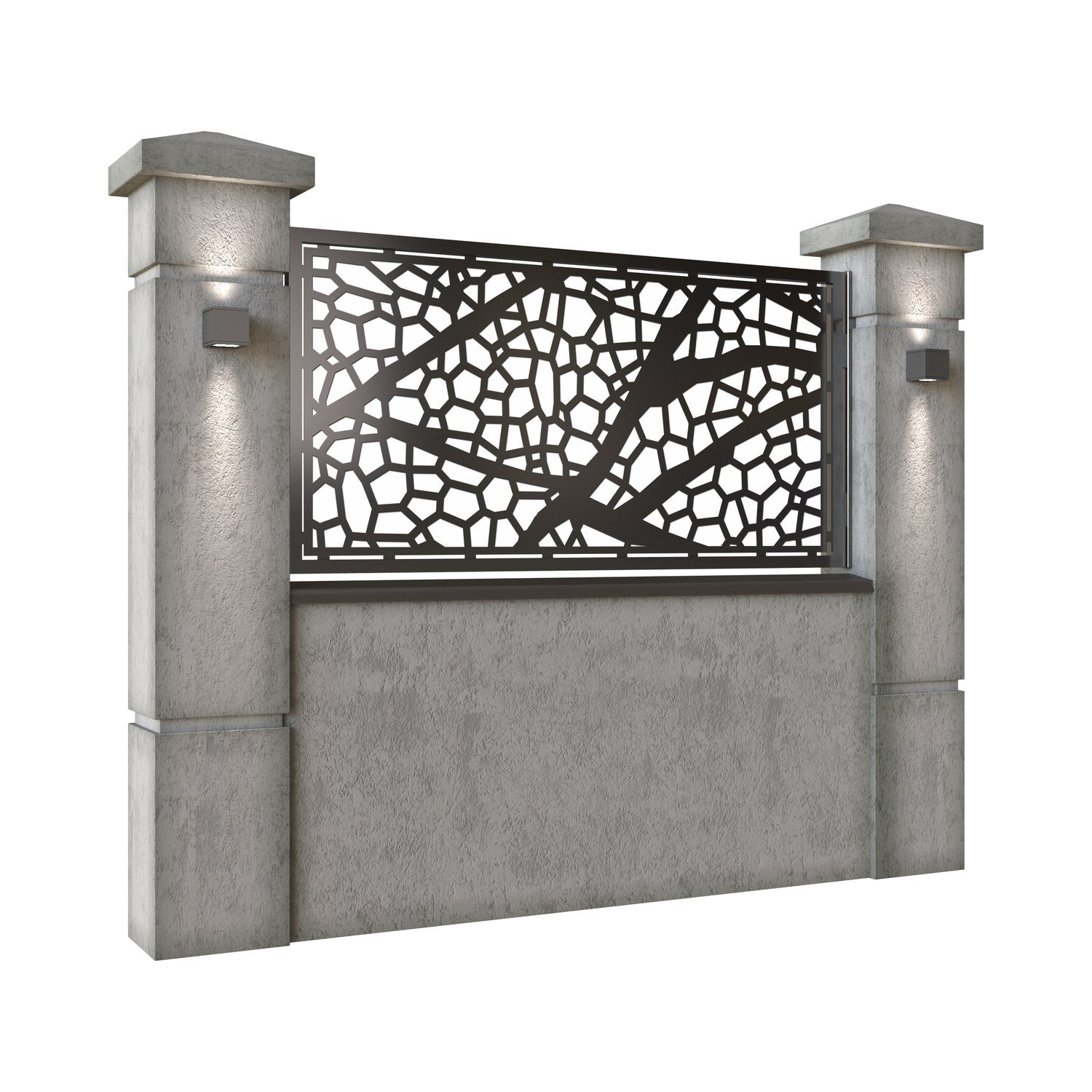 Panou de gard mic din tabla decupata (traforata) CNC cu plasma, model Sahara, SM SHR02, 1940 x 990 mm, Negru - imagine 2