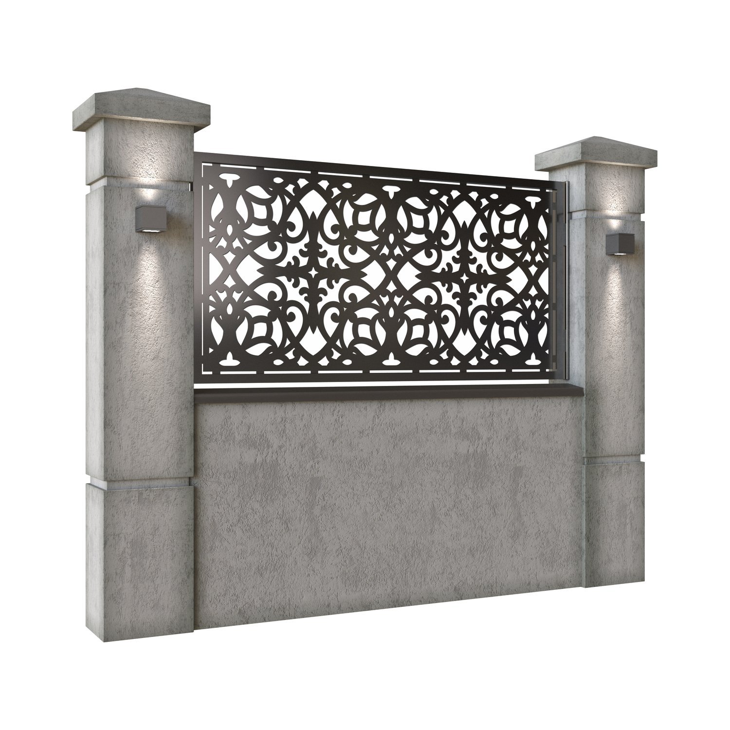 Panou de gard mic din tabla decupata (traforata) CNC cu plasma, model Sante, SM SNT02, 1940 x 990 mm, Negru - imagine 2