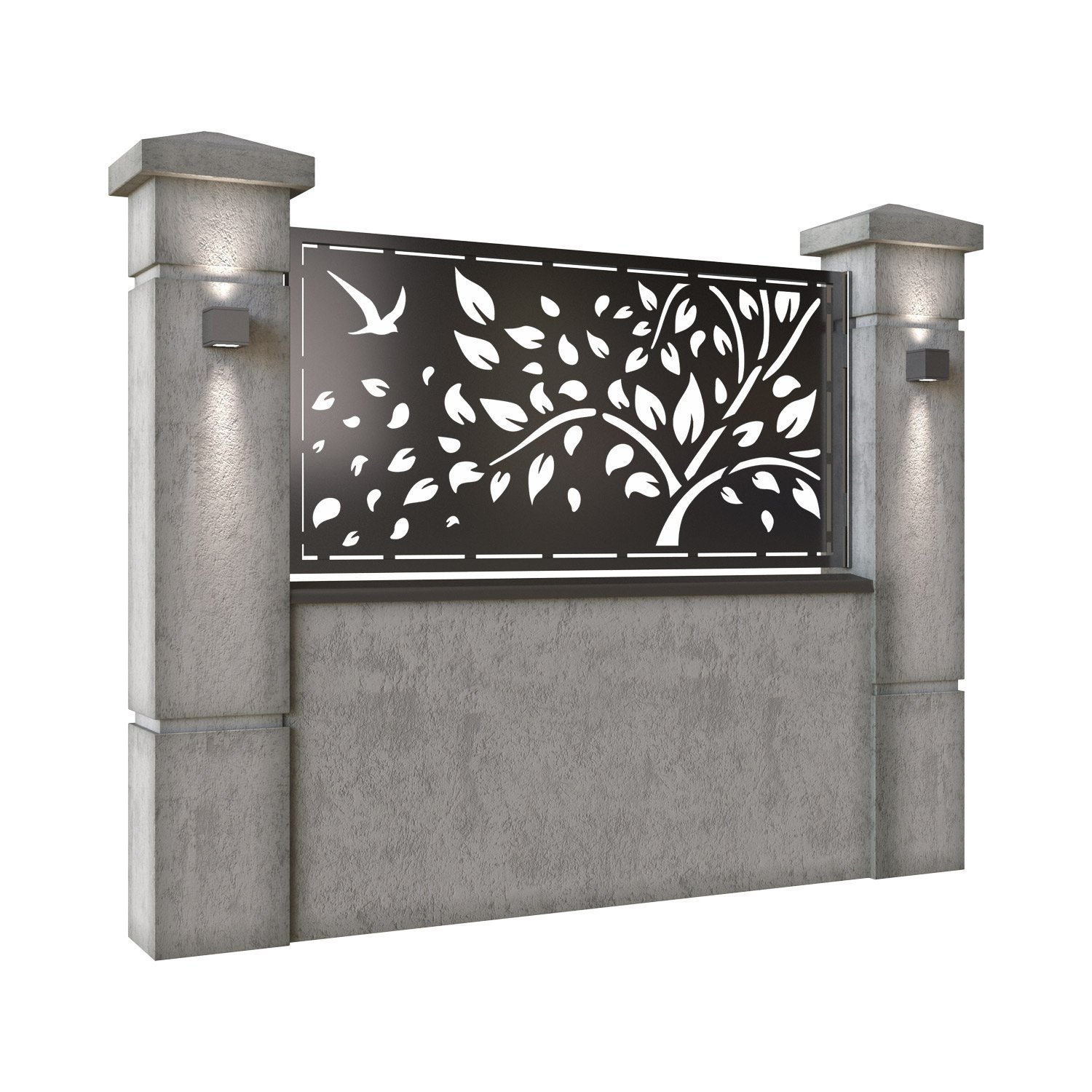 Panou de gard mic din tabla decupata (traforata) CNC cu plasma, model Silva, SM SLV02, 1940 x 990 mm, Negru - imagine 2