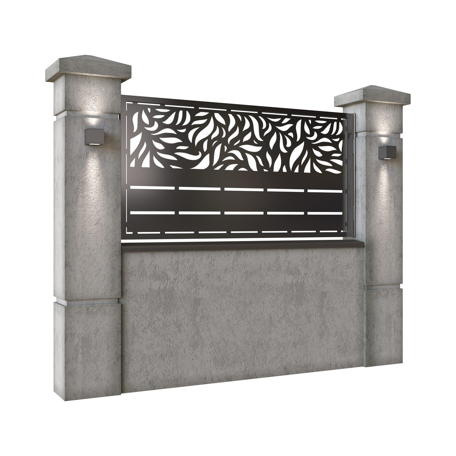 Panou de gard mic din tabla decupata (traforata) CNC cu plasma, model Tenerife, SM TNR02, 1940 x 990 mm, Negru - imagine 2