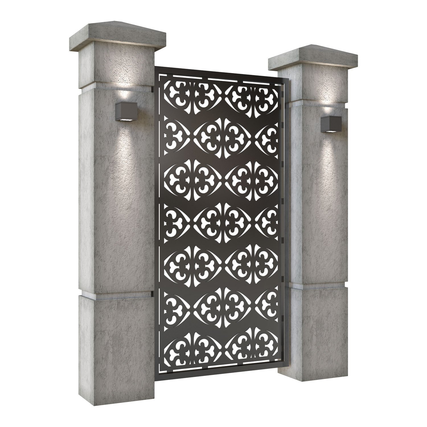 Poarta pietonala din tabla decupata (traforata CNC) cu plasma, model Art Deco, SM ART01, 990 x 1940 mm, Negru - imagine 2