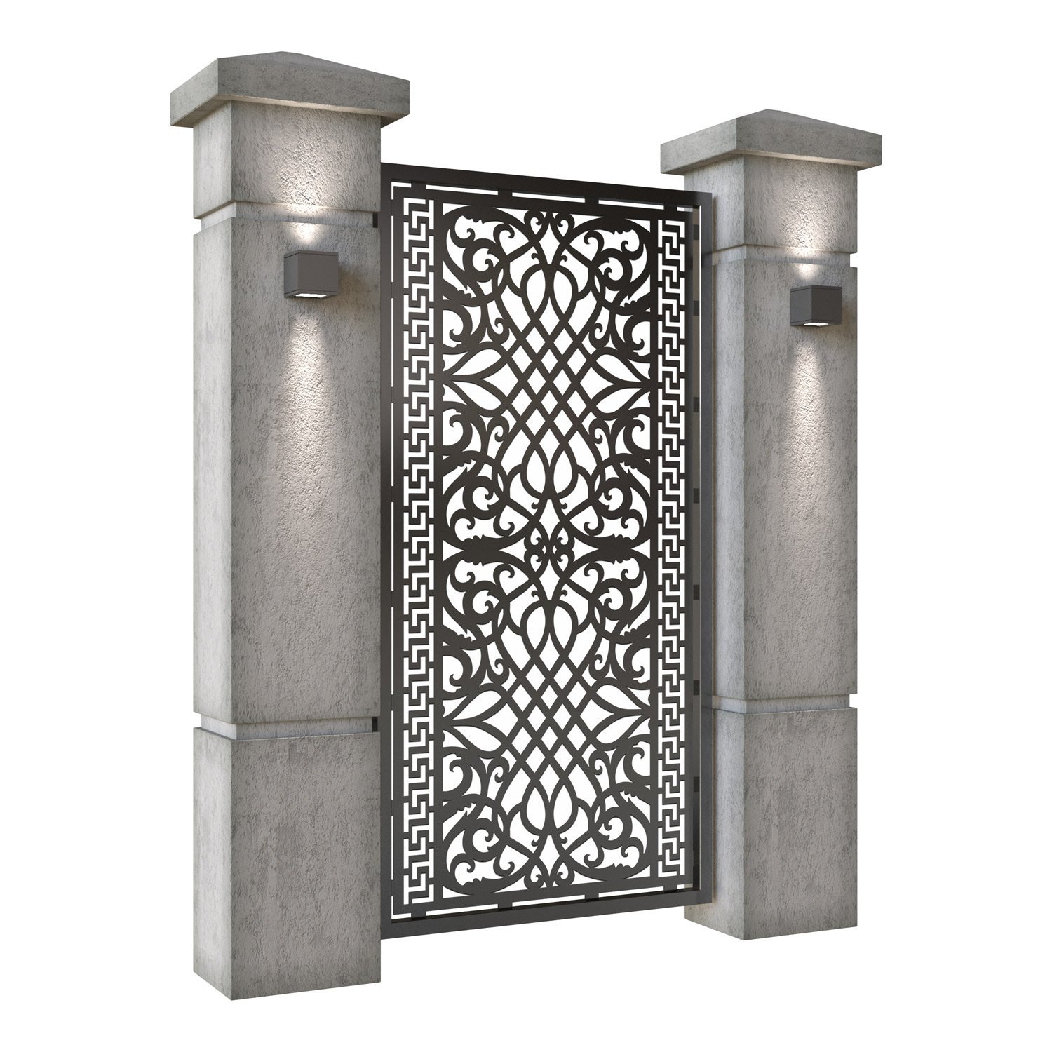 Poarta pietonala din tabla decupata (traforata CNC) cu plasma, model Astoria, SM AST01, 990 x 1940 mm, Negru - imagine 2