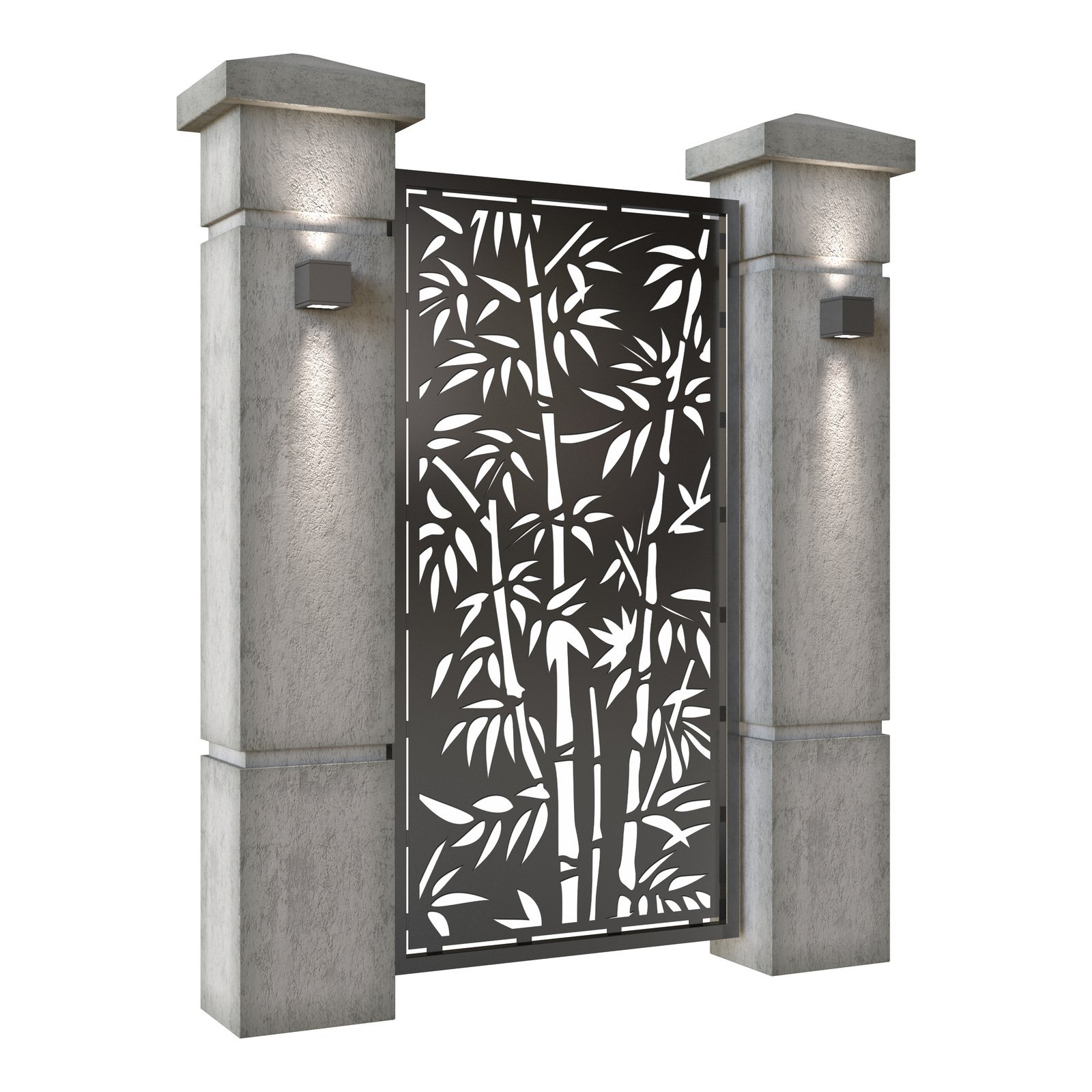 Poarta pietonala din tabla decupata (traforata CNC) cu plasma, model Bamboo, SM BMB01, 990 x 1940 mm, Negru - imagine 2