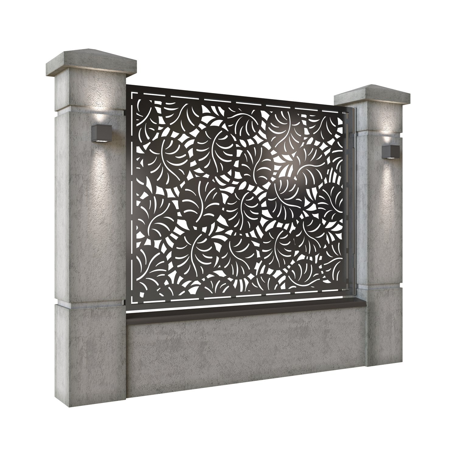 Panou de gard mare din tabla decupata (traforata) CNC cu plasma, model Cosmos, SM CSM03, 1940 x 1500 mm, Negru - imagine 2