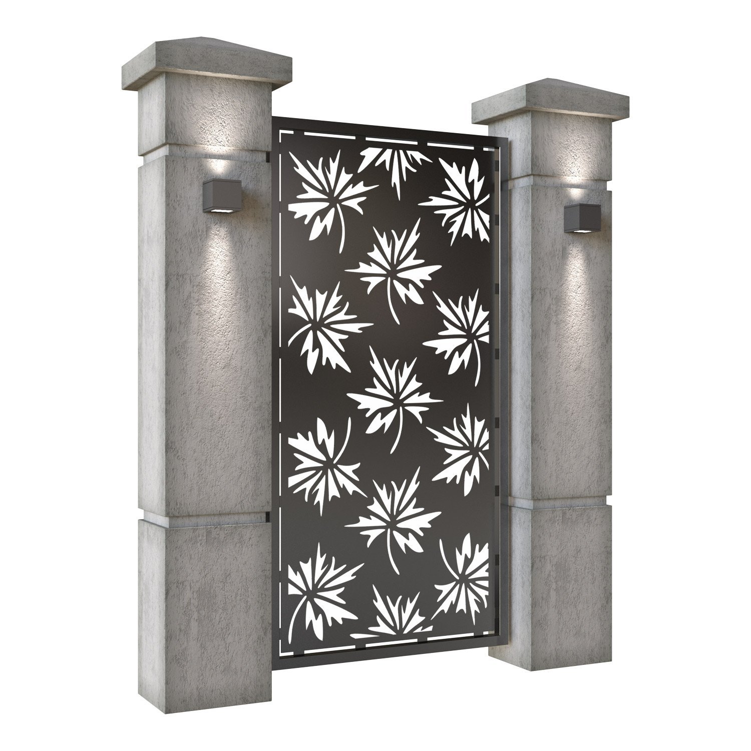 Poarta pietonala din tabla decupata (traforata CNC) cu plasma, model Frunze, SM FRZ01, 990 x 1940 mm, Negru - imagine 2