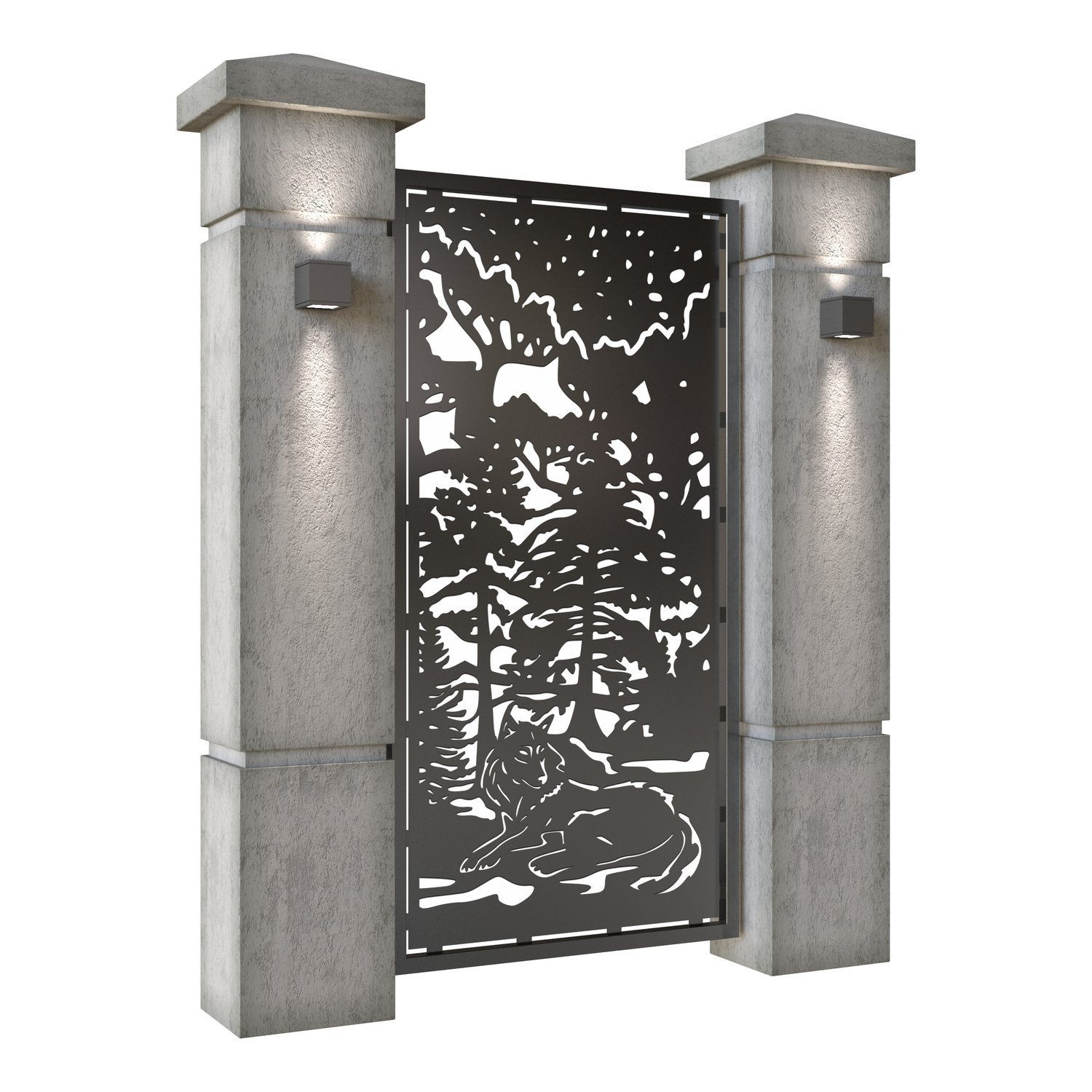 Poarta pietonala din tabla decupata (traforata CNC) cu plasma, model Lupi, SM LUP01, 990 x 1940 mm, Negru - imagine 2