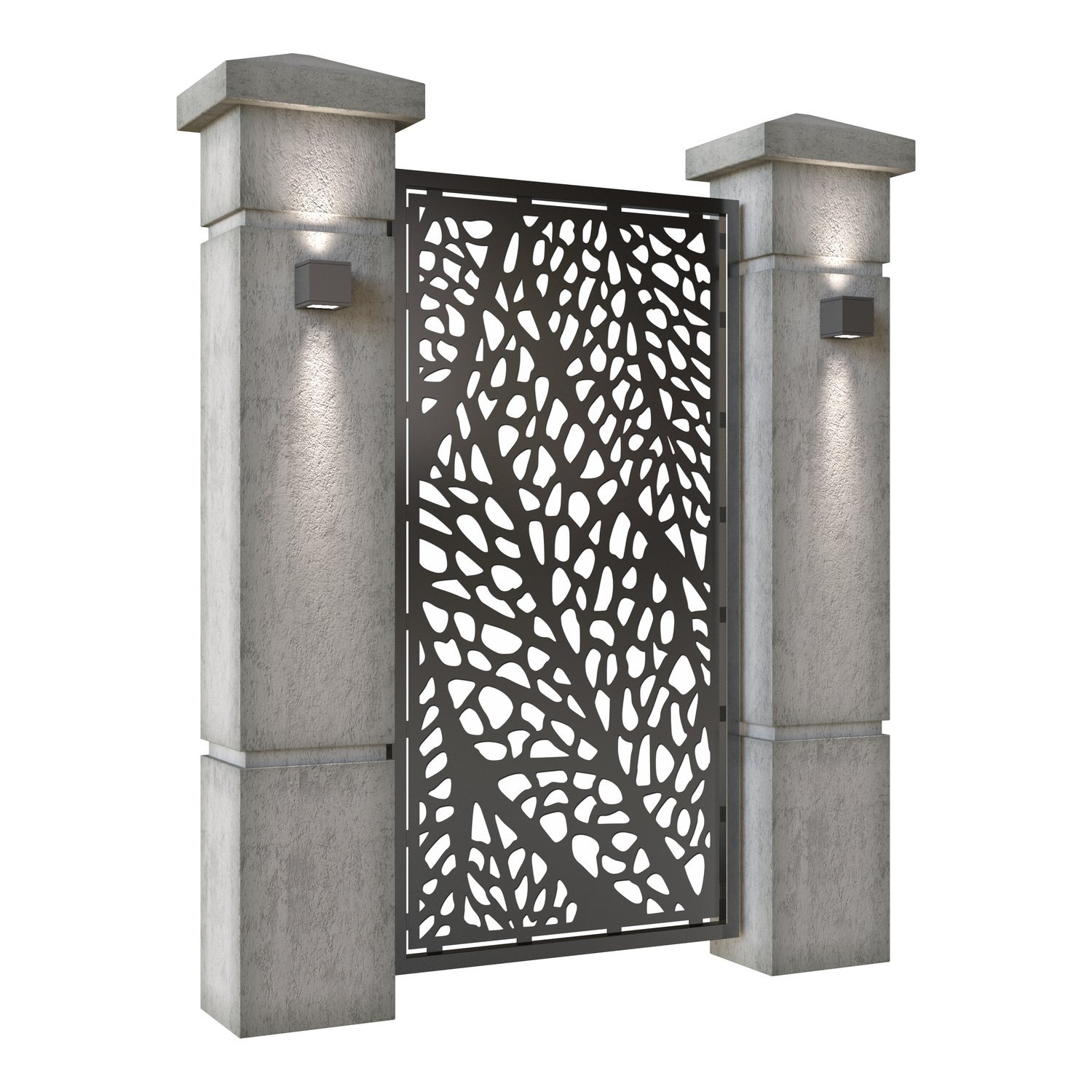 Poarta pietonala din tabla decupata (traforata CNC) cu plasma, model Macro, SM MCR01, 990 x 1940 mm, Negru - imagine 2