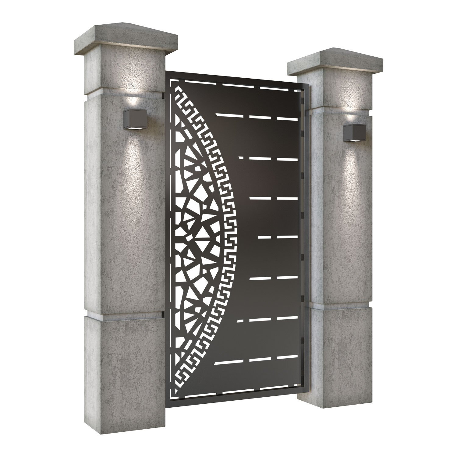 Poarta pietonala din tabla decupata (traforata CNC) cu plasma, model Milano, SM MNL01, 990 x 1940 mm, Negru - imagine 2