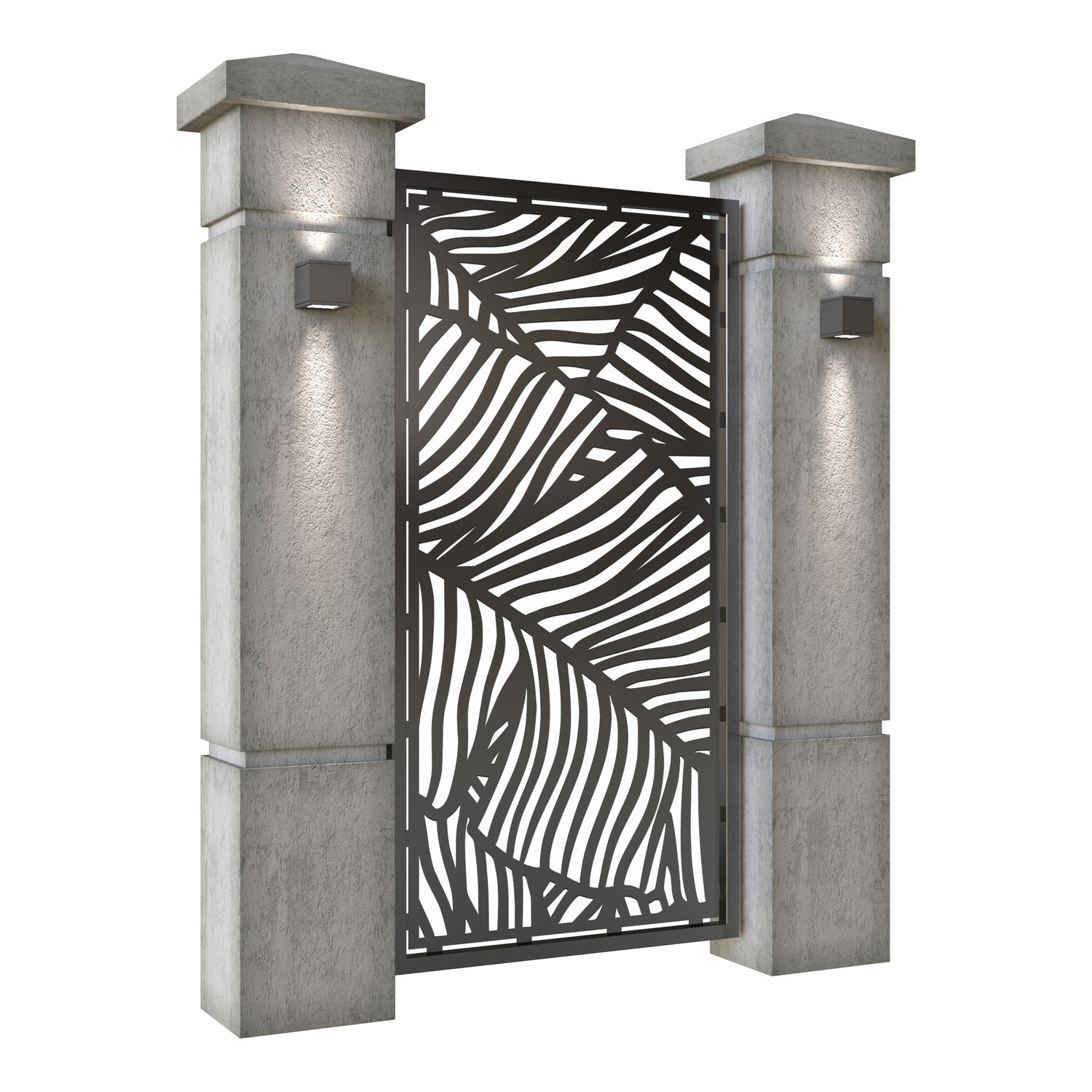 Poarta pietonala din tabla decupata (traforata CNC) cu plasma, model Modern, SM MDN01, 990 x 1940 mm, Negru - imagine 2