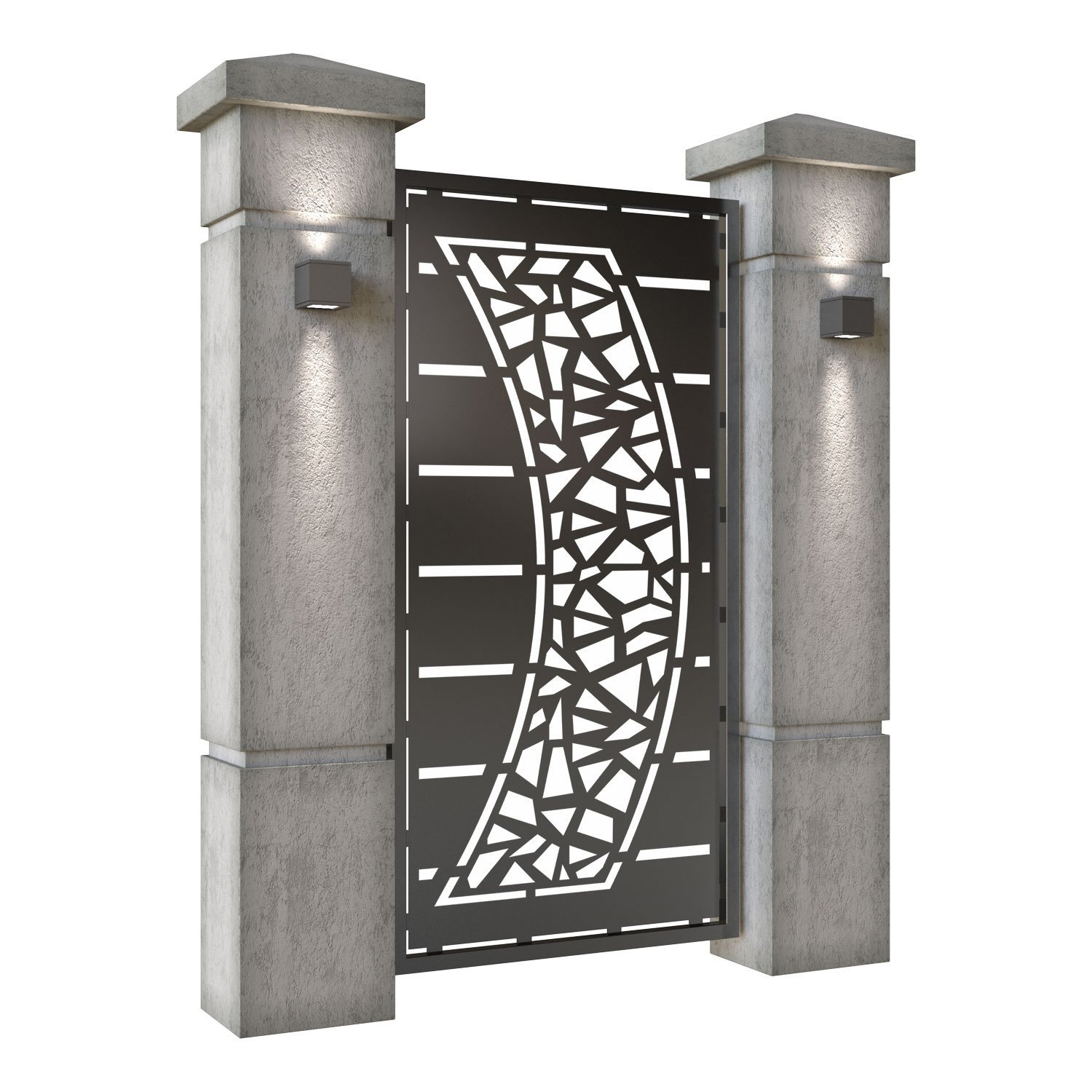 Poarta pietonala din tabla decupata (traforata CNC) cu plasma, model Neo, SM NEO01, 990 x 1940 mm, Negru - imagine 2