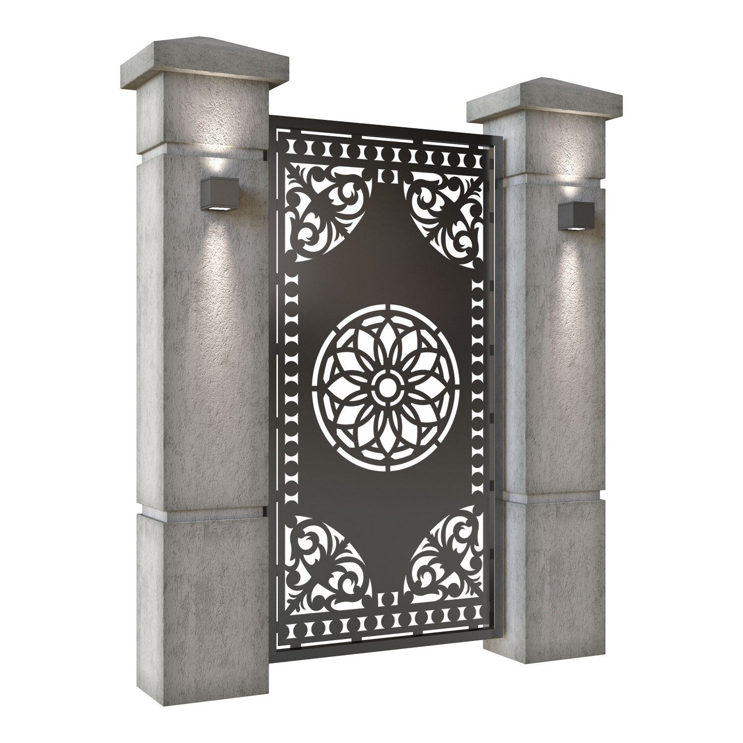 Poarta pietonala din tabla decupata (traforata CNC) cu plasma, model Orient, SM ORT01, 990 x 1940 mm, Negru - imagine 2