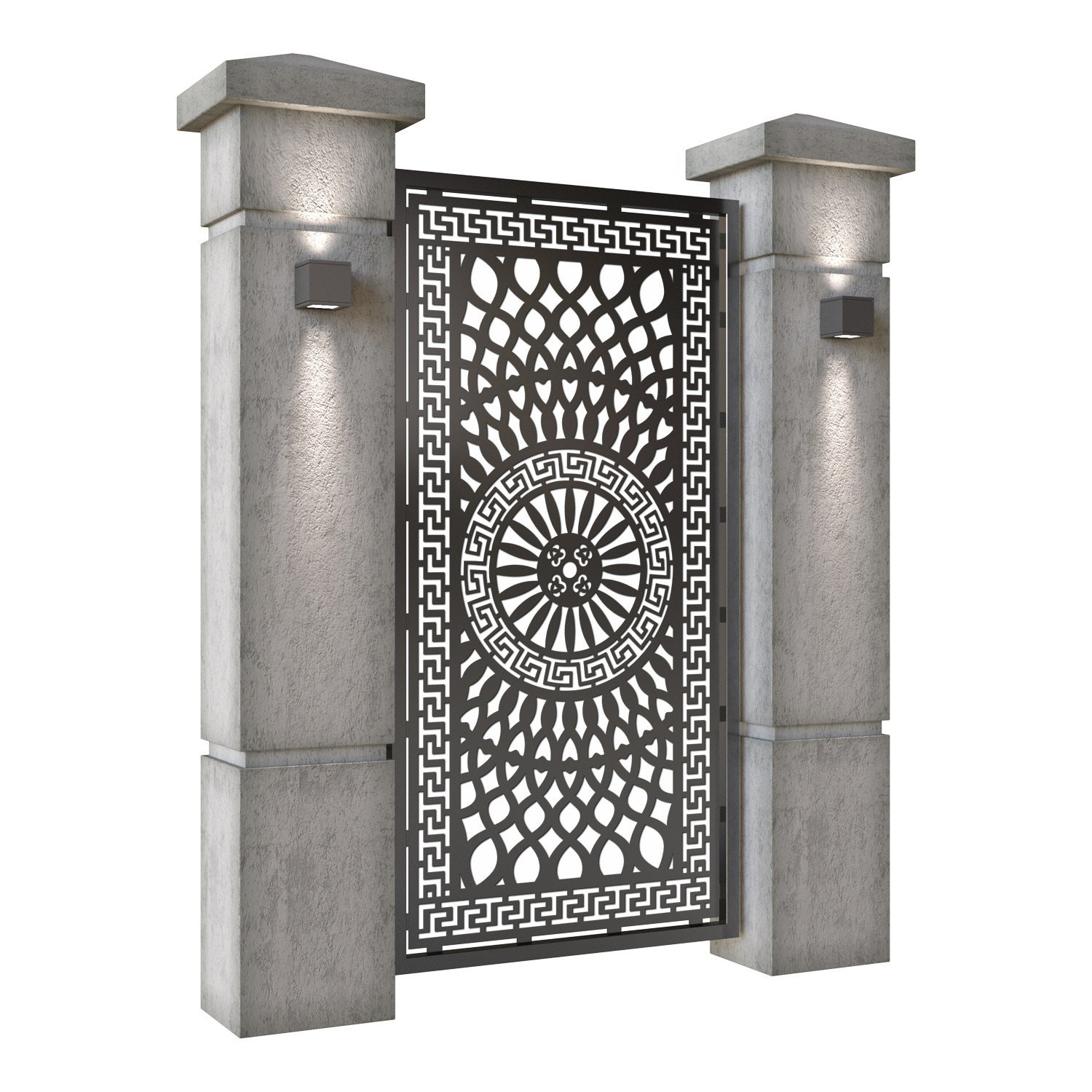 Poarta pietonala din tabla decupata (traforata CNC) cu plasma, model Qatar, SM QTR01, 990 x 1940 mm, Negru - imagine 2