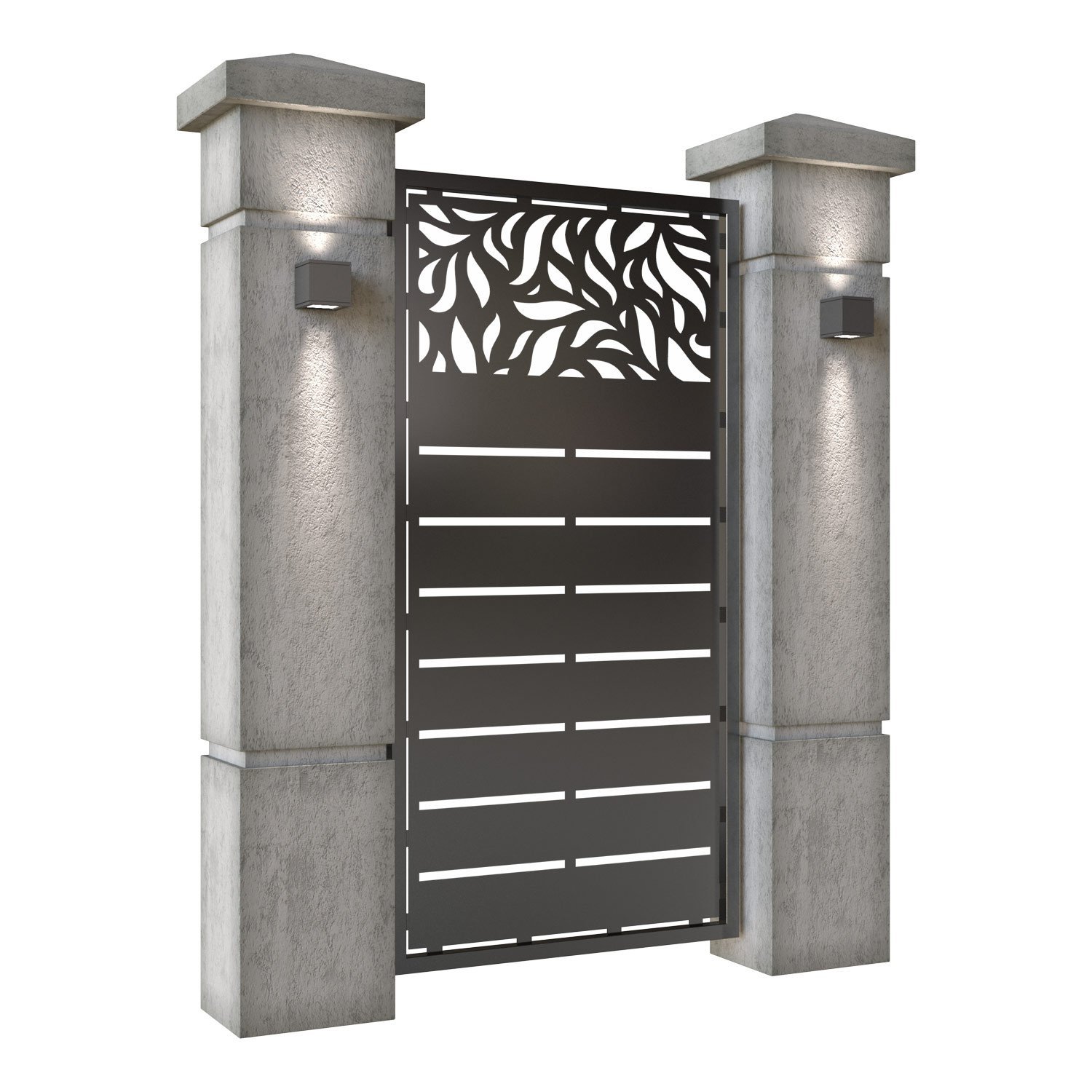 Poarta pietonala din tabla decupata (traforata CNC) cu plasma, model Tenerife, SM TNR01, 990 x 1940 mm, Negru - imagine 2