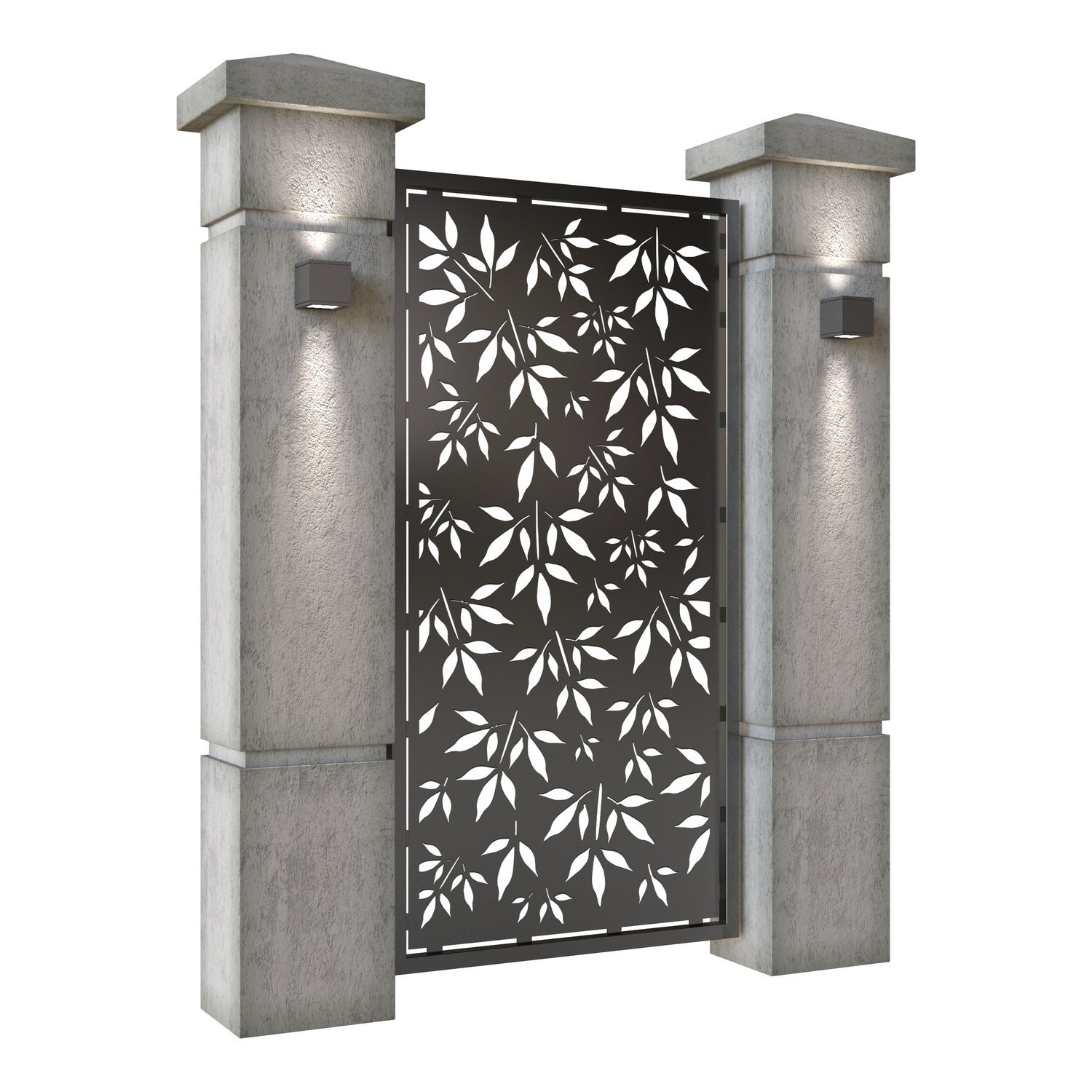 Poarta pietonala din tabla decupata (traforata CNC) cu plasma, model Toamna, SM TMN01, 990 x 1940 mm, Negru - imagine 2