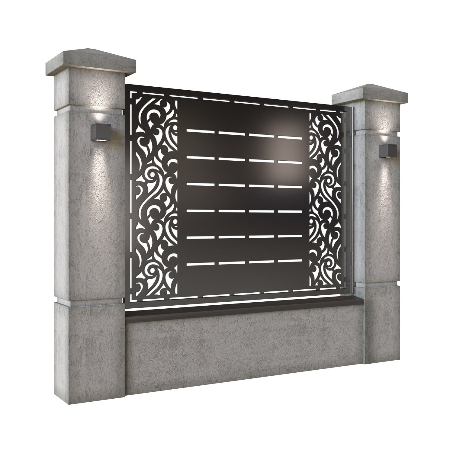 Panou de gard mare din tabla decupata (traforata) CNC cu plasma, model Dubai, SM DBI03, 1940 x 1500 mm, Negru - imagine 2