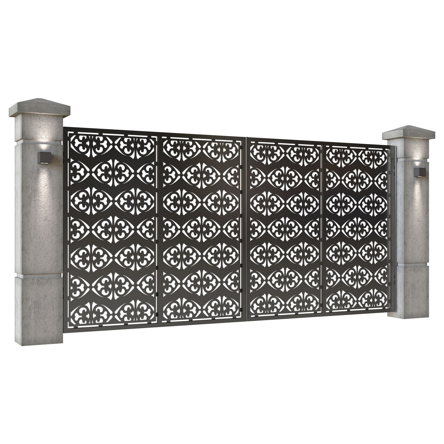 Poarta auto mare batanta din tabla decupata (traforata CNC) cu plasma, model Art Deco, SM ART05, 3884 x 1940 mm, Negru - imagine 2