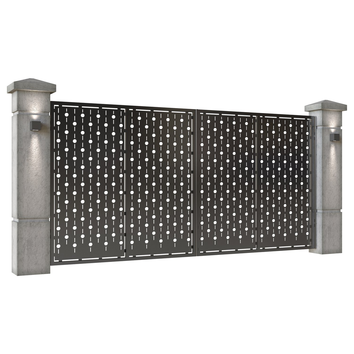 Poarta auto mare batanta din tabla decupata (traforata CNC) cu plasma, model Perla, SM PRL05, 3884 x 1940 mm, Negru - imagine 2