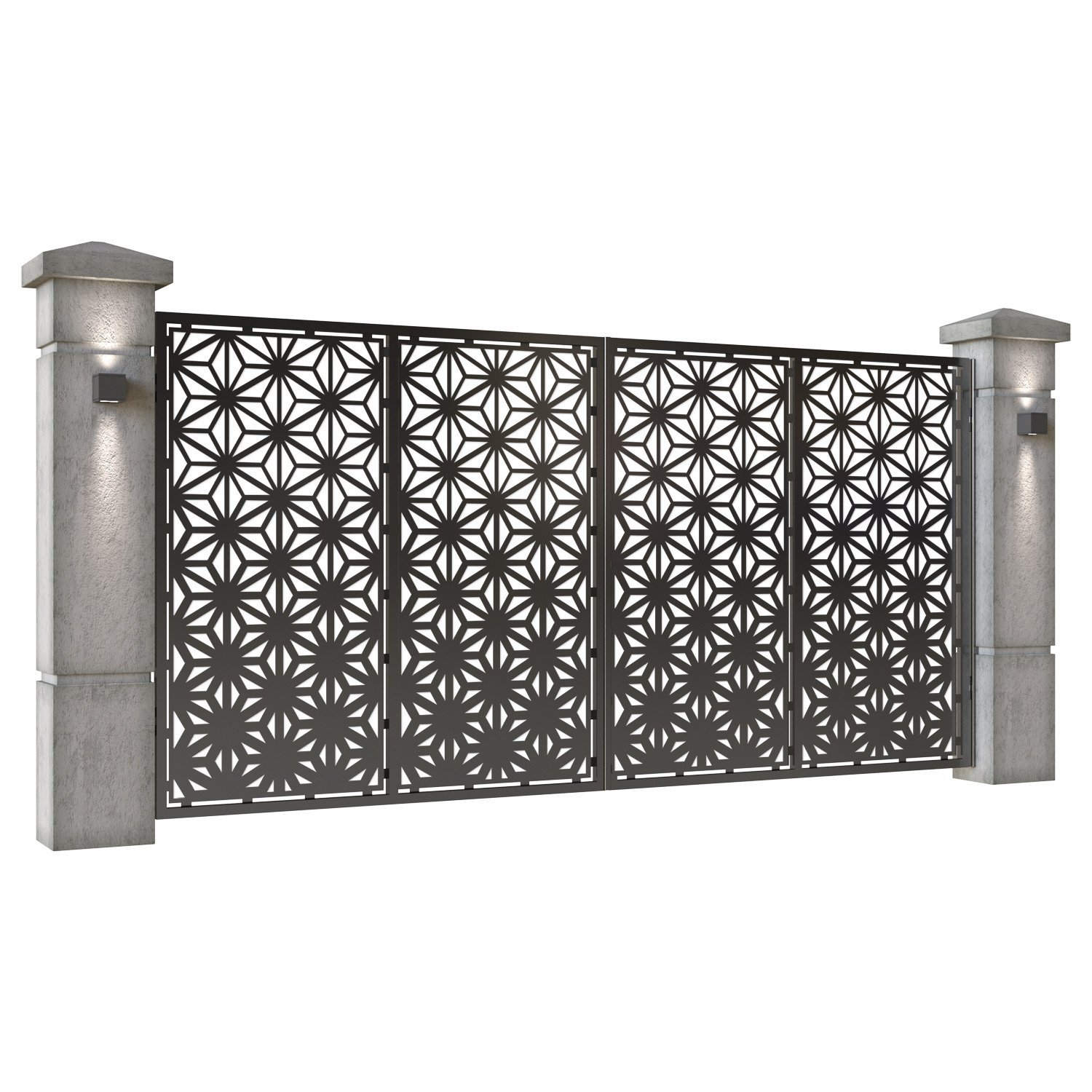 Poarta auto mare batanta din tabla decupata (traforata CNC) cu plasma, model Premium, SM PRE05, 3884 x 1940 mm, Negru - imagine 2