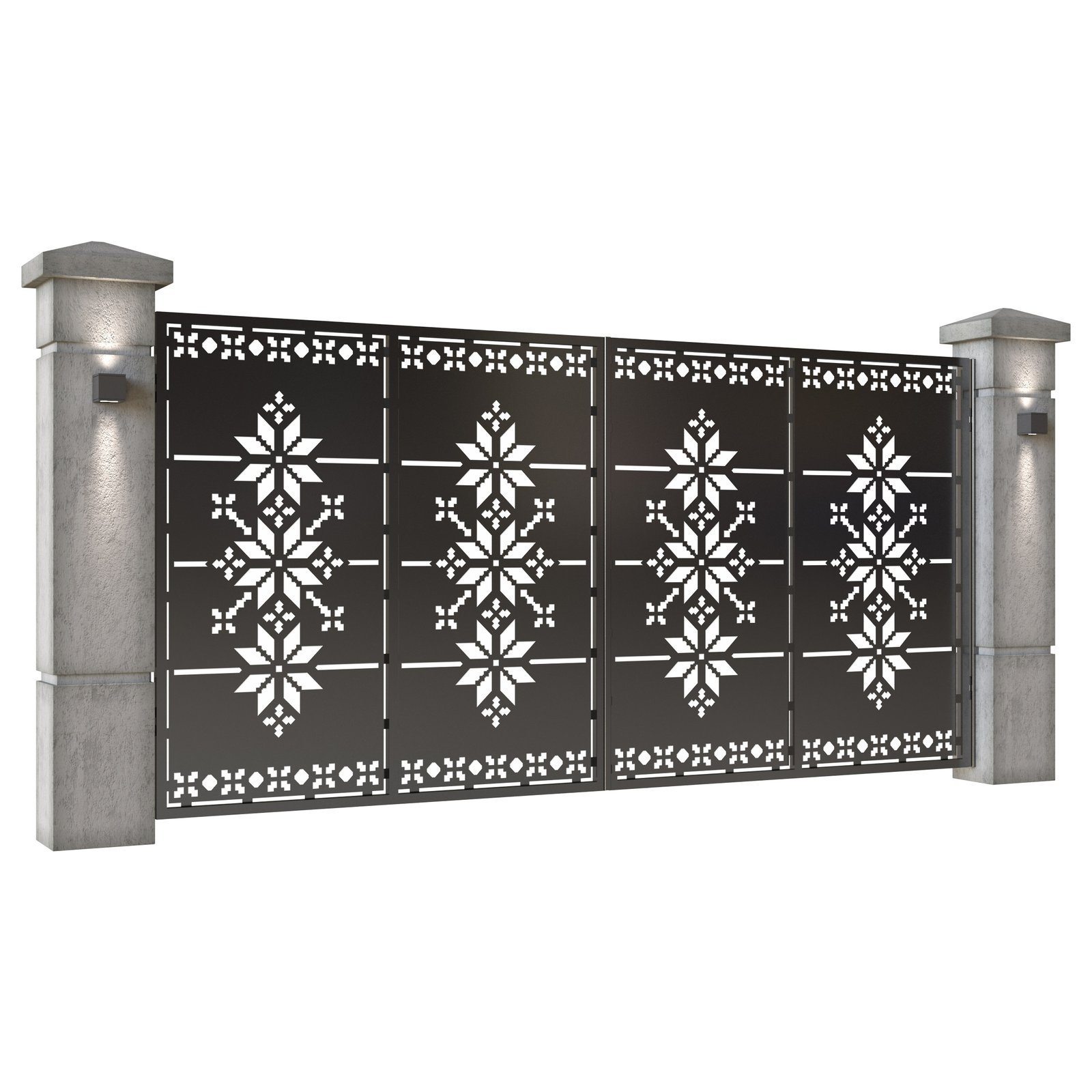 Poarta auto mare batanta din tabla decupata (traforata CNC) cu plasma, model Traditional, SM TRD05, 3884 x 1940 mm, Negru - imagine 2