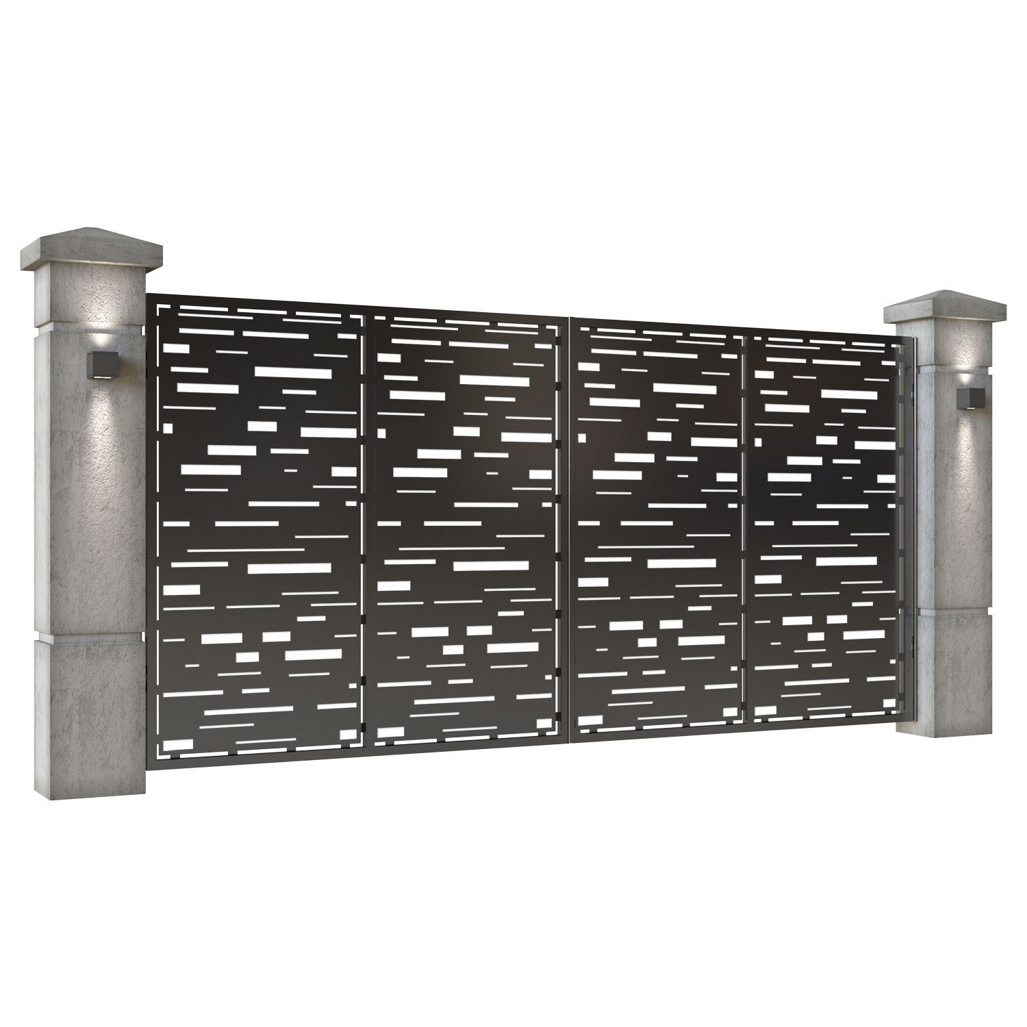 Poarta auto mare batanta din tabla decupata (traforata CNC) cu plasma, model Vector, SM VCT05, 3884 x 1940 mm, Negru - imagine 2