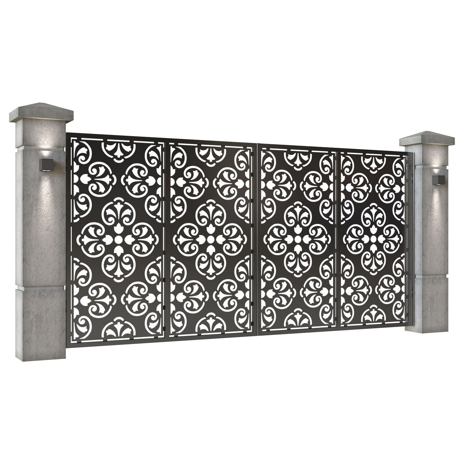 Poarta auto mare batanta din tabla decupata (traforata CNC) cu plasma, model Vega, SM VEGA05, 3884 x 1940 mm, Negru - imagine 2