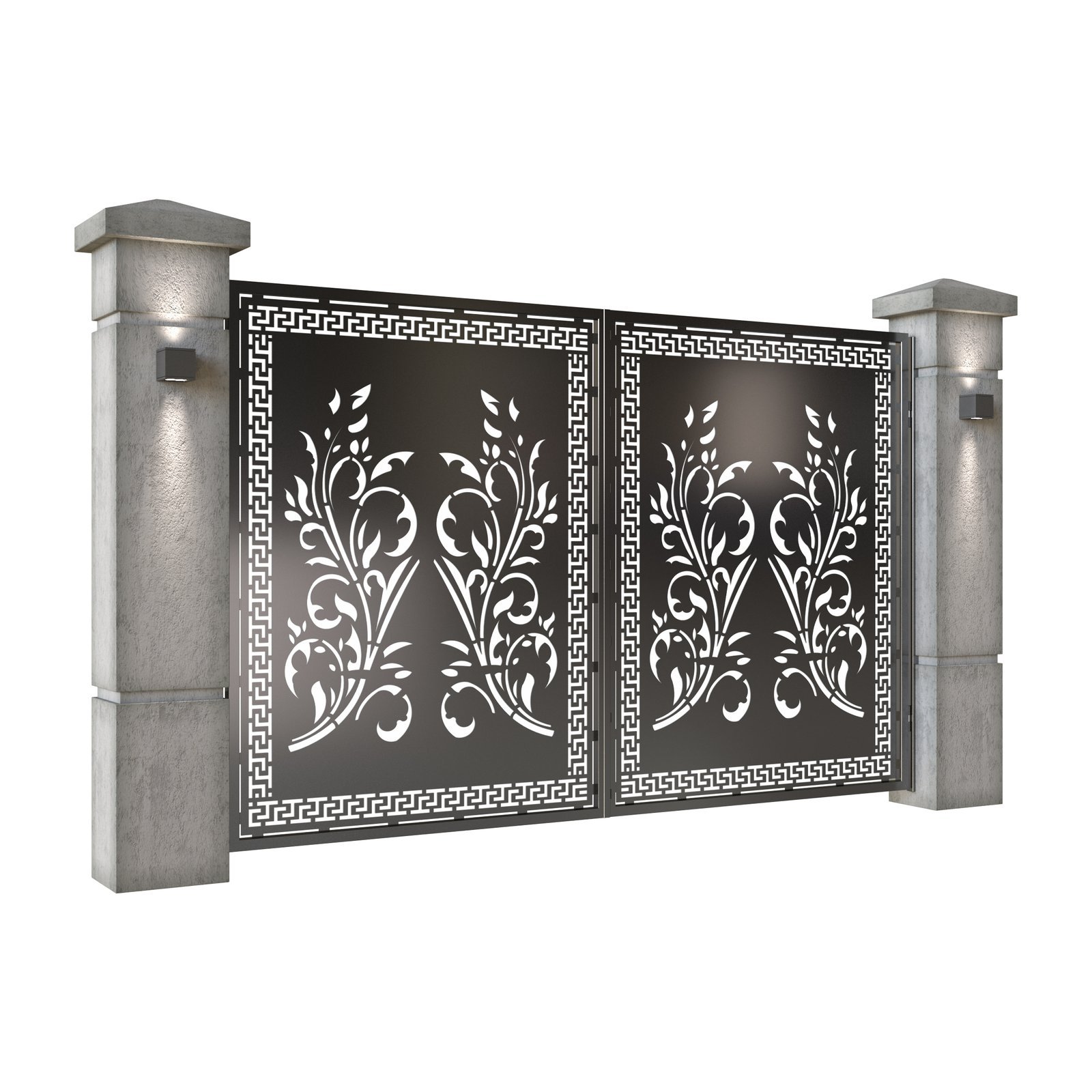 Poarta auto mica batanta din tabla decupata (traforata CNC) cu plasma, model Adora, SM ADR04, 3000 x 1940 mm, Negru - imagine 2