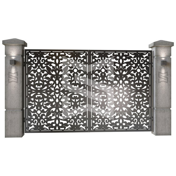 Poarta auto mica batanta din tabla decupata (traforata CNC) cu plasma, model Antalya, SM ANT04, 3000 x 1940 mm, Negru - imagine 2