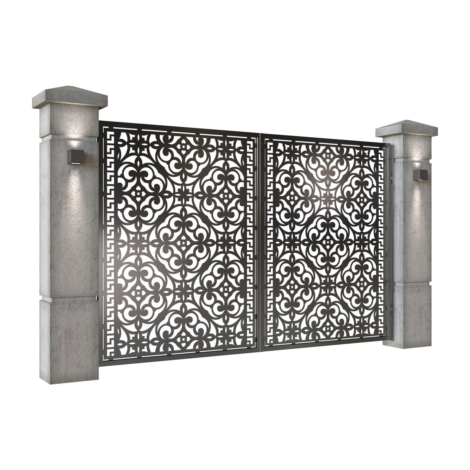 Poarta auto mica batanta din tabla decupata (traforata CNC) cu plasma, model Artesa, SM ATS04, 3000 x 1940 mm, Negru - imagine 2