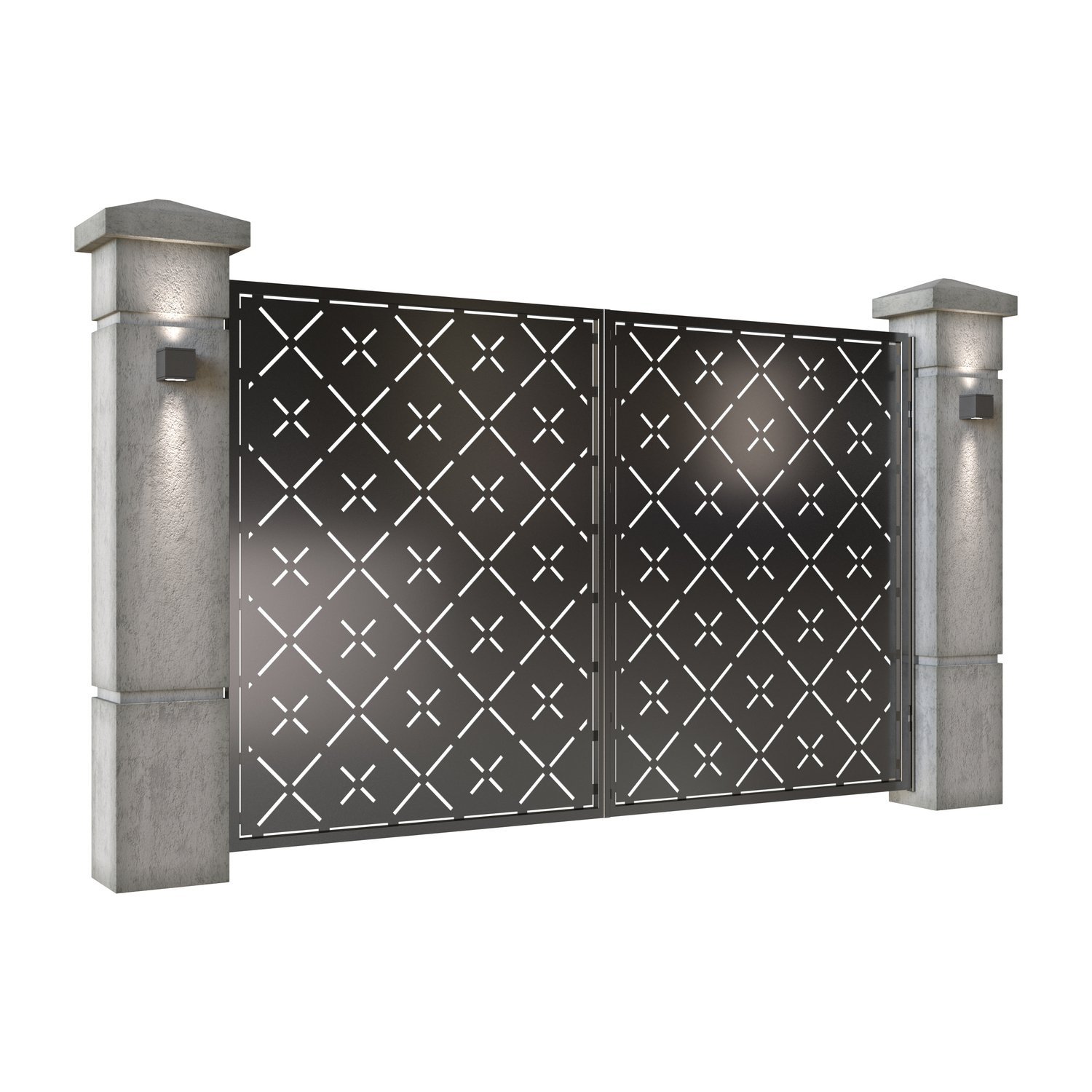 Poarta auto mica batanta din tabla decupata (traforata CNC) cu plasma, model Aztec, SM AZT04, 3000 x 1940 mm, Negru - imagine 2