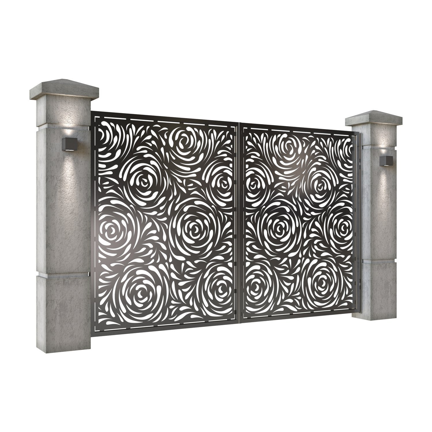 Poarta auto mica batanta din tabla decupata (traforata CNC) cu plasma, model Damasc, SM DMS04, 3000 x 1940 mm, Negru - imagine 2