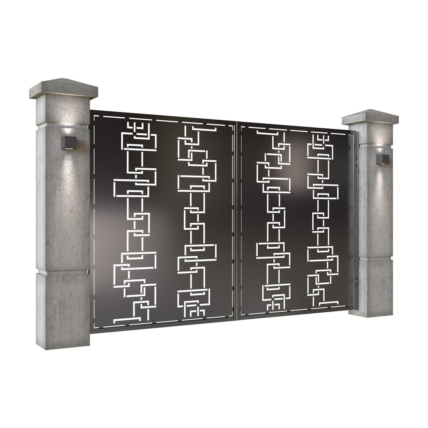 Poarta auto mica batanta din tabla decupata (traforata CNC) cu plasma, model Domino, SM DMN04, 3000 x 1940 mm, Negru - imagine 2