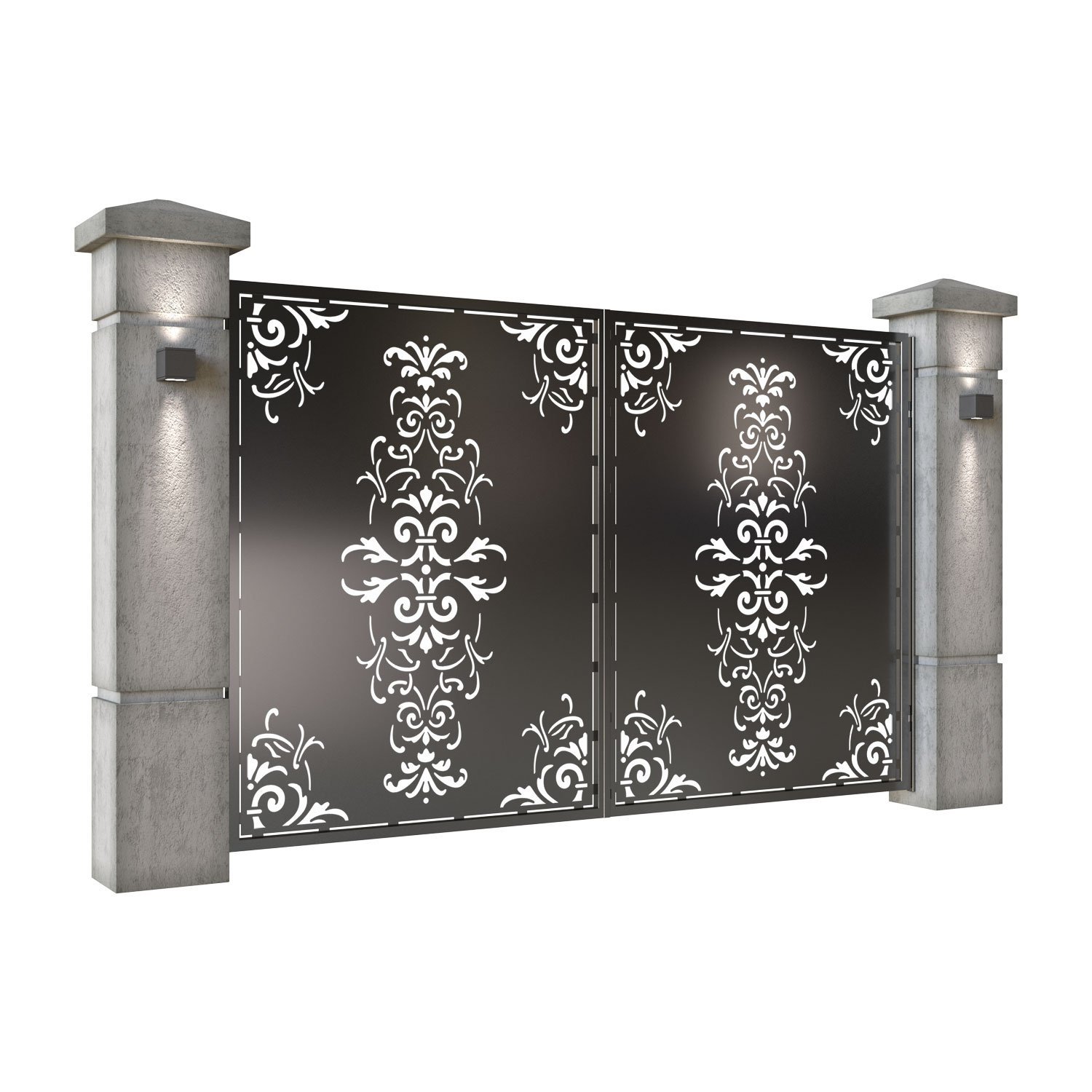 Poarta auto mica batanta din tabla decupata (traforata CNC) cu plasma, model Eleganza, SM ELG04, 3000 x 1940 mm, Negru - imagine 2