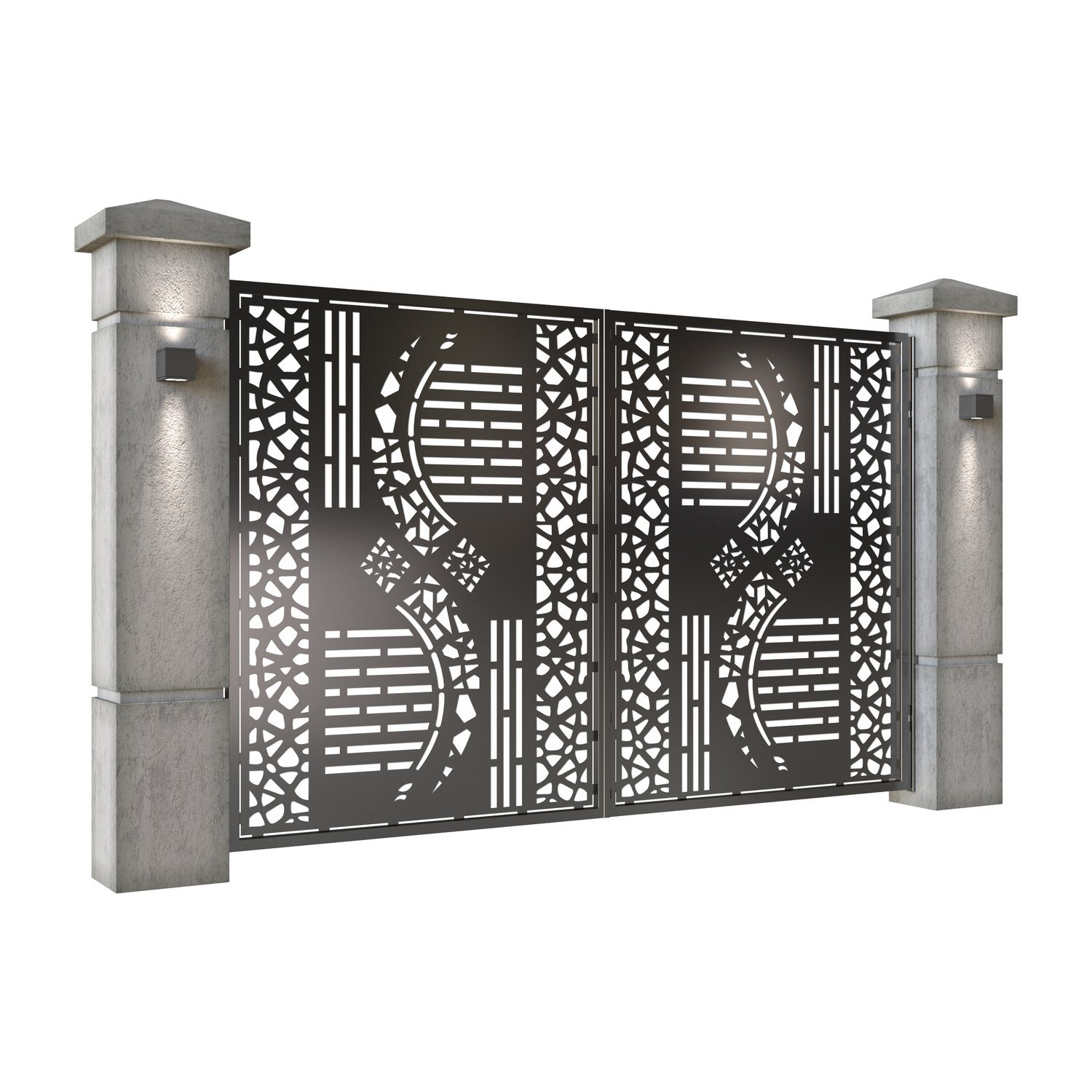 Poarta auto mica batanta din tabla decupata (traforata CNC) cu plasma, model Fantasy, SM FTS04, 3000 x 1940 mm, Negru - imagine 2