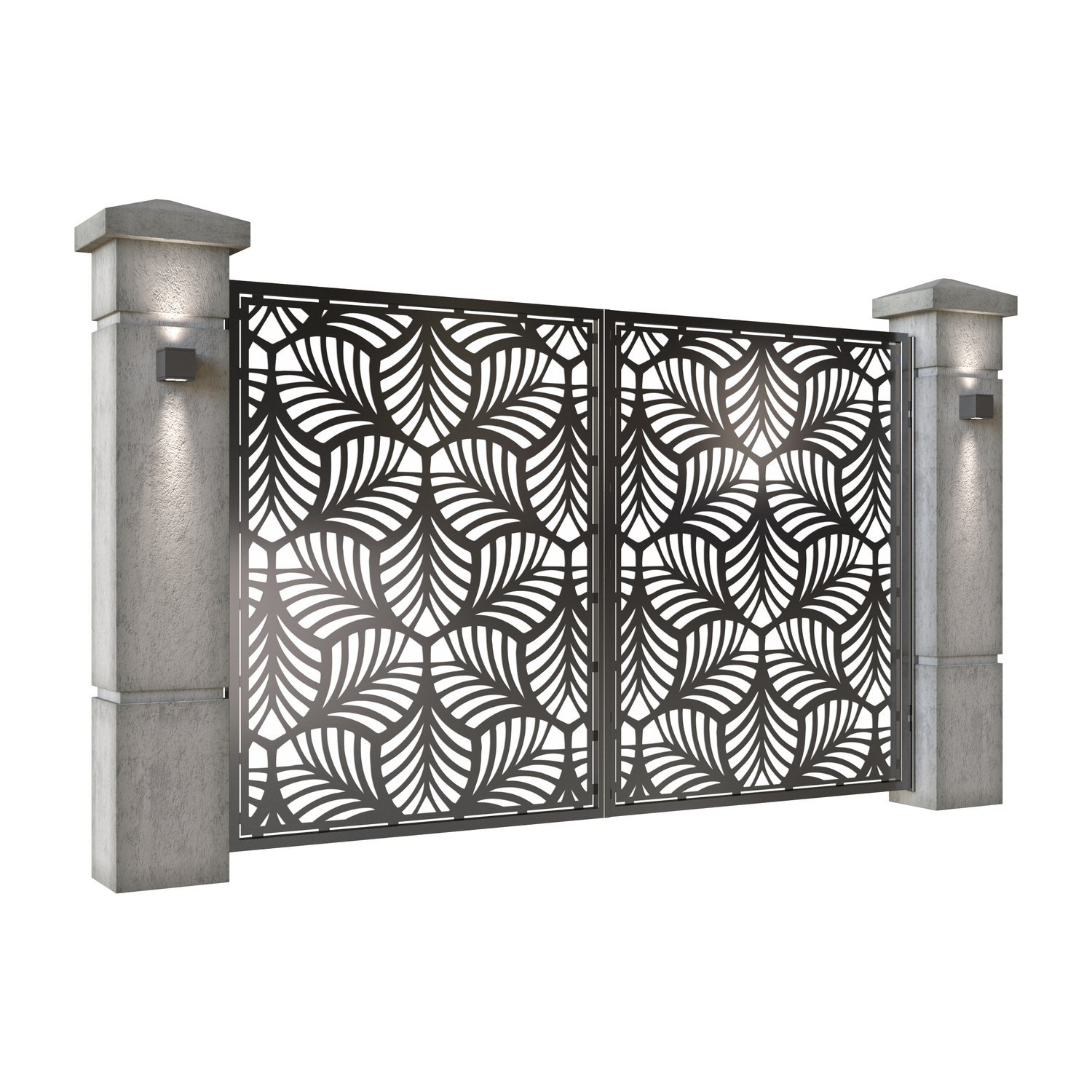 Poarta auto mica batanta din tabla decupata (traforata CNC) cu plasma, model Frida, SM FRD04, 3000 x 1940 mm, Negru - imagine 2