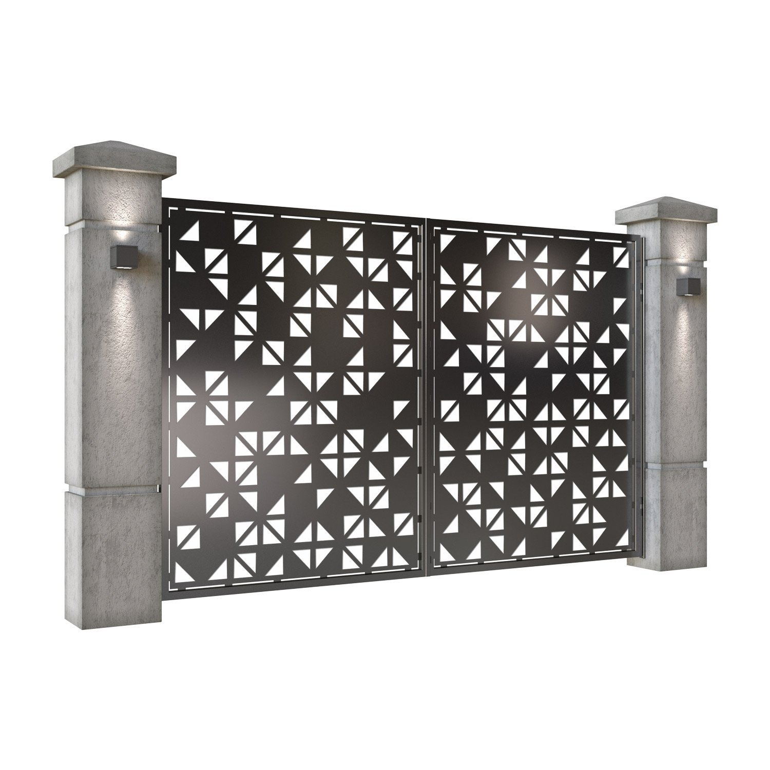 Poarta auto mica batanta din tabla decupata (traforata CNC) cu plasma, model Galaxy, SM GLX04, 3000 x 1940 mm, Negru - imagine 2