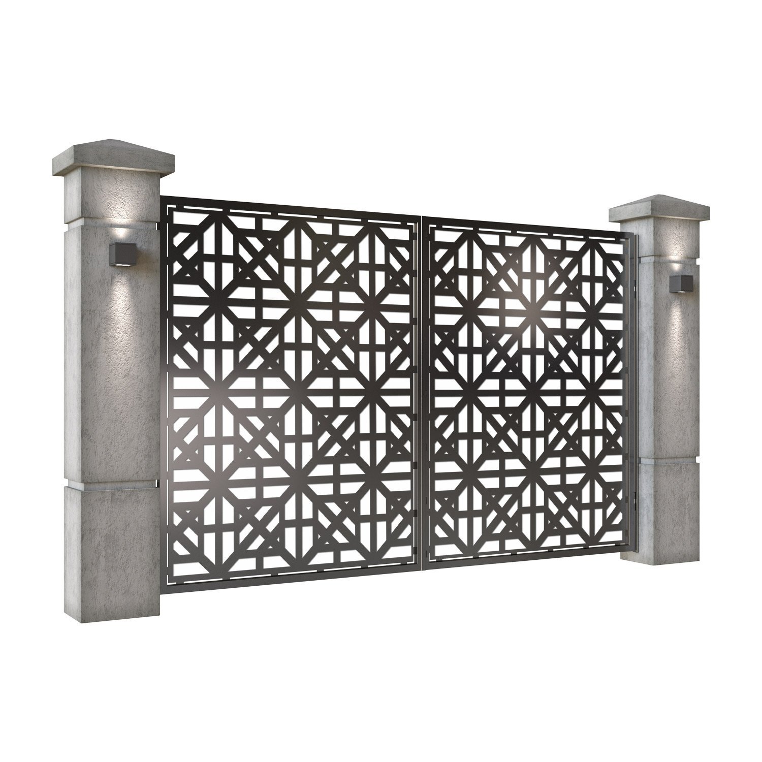 Poarta auto mica batanta din tabla decupata (traforata CNC) cu plasma, model Grande, SM GRN04, 3000 x 1940 mm, Negru - imagine 2