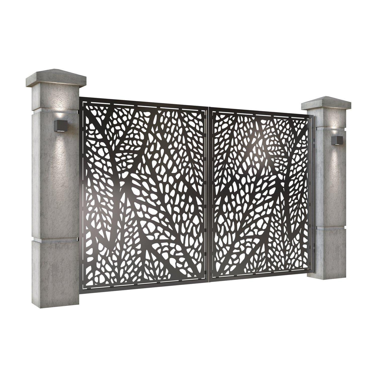 Poarta auto mica batanta din tabla decupata (traforata CNC) cu plasma, model Macro, SM MCR04, 3000 x 1940 mm, Negru - imagine 2