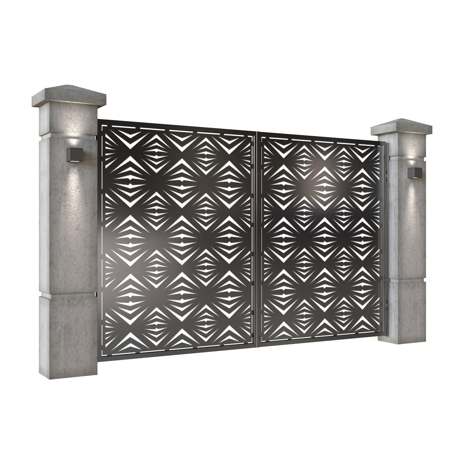 Poarta auto mica batanta din tabla decupata (traforata CNC) cu plasma, model Maldives, SM MLD04, 3000 x 1940 mm, Negru - imagine 2