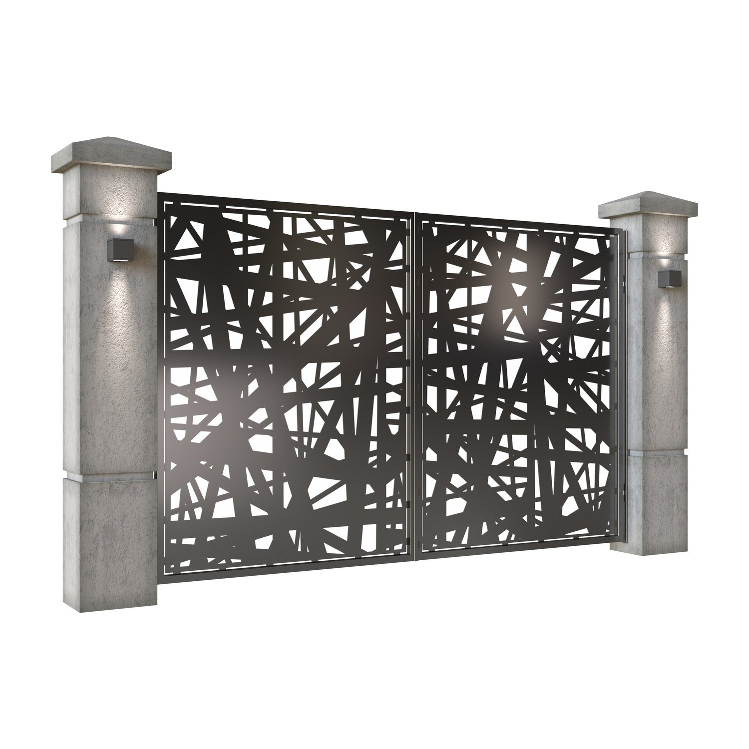 Poarta auto mica batanta din tabla decupata (traforata CNC) cu plasma, model Net, SM NETA04, 3000 x 1940 mm, Negru - imagine 2