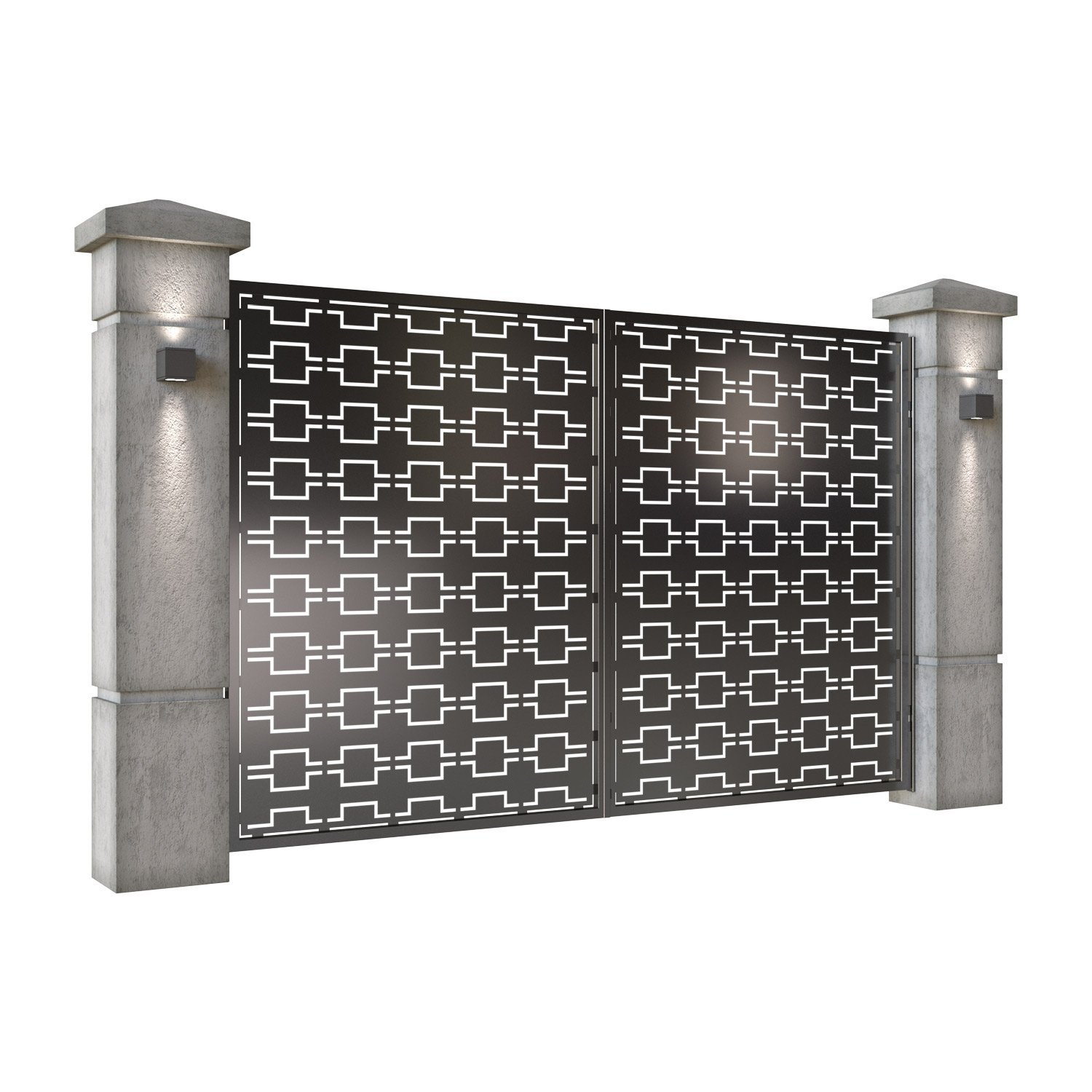 Poarta auto mica batanta din tabla decupata (traforata CNC) cu plasma, model Nova, SM NOVA04, 3000 x 1940 mm, Negru - imagine 2