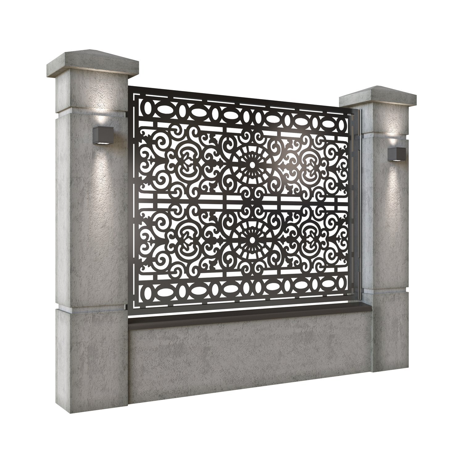 Panou de gard mare din tabla decupata (traforata) CNC cu plasma, model Lux, SM LUX03, 1940 x 1500 mm, Negru - imagine 2