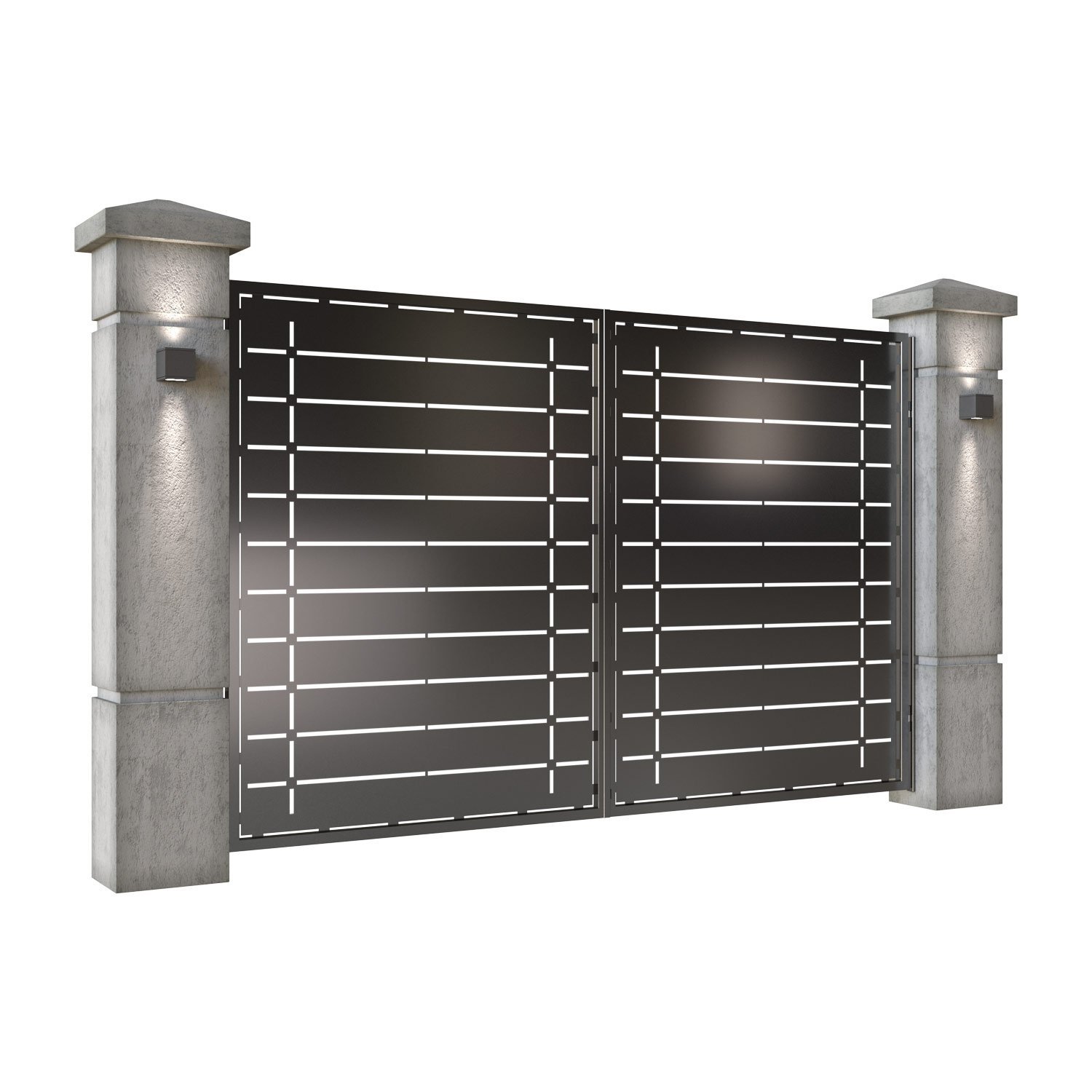 Poarta auto mica batanta din tabla decupata (traforata CNC) cu plasma, model Porto, SM POR04, 3000 x 1940 mm, Negru - imagine 2