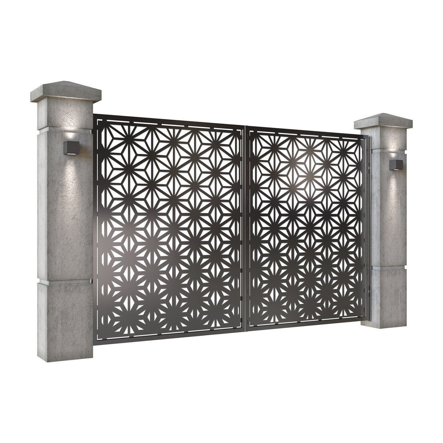 Poarta auto mica batanta din tabla decupata (traforata CNC) cu plasma, model Premium, SM PRE04, 3000 x 1940 mm, Negru - imagine 2