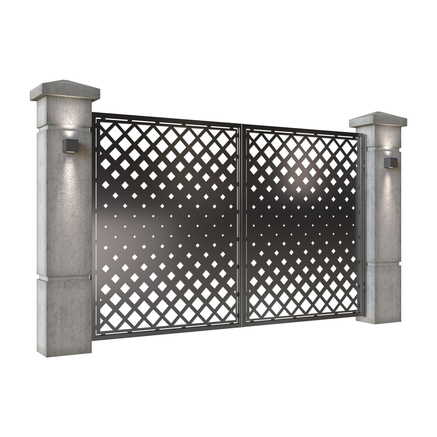 Poarta auto mica batanta din tabla decupata (traforata CNC) cu plasma, model Rumba, SM RMB04, 3000 x 1940 mm, Negru - imagine 2