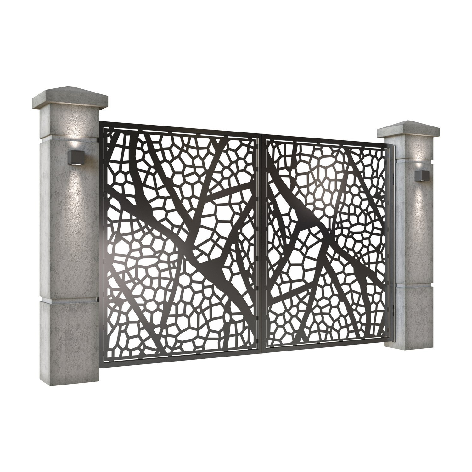 Poarta auto mica batanta din tabla decupata (traforata CNC) cu plasma, model Sahara, SM SHR04, 3000 x 1940 mm, Negru - imagine 2