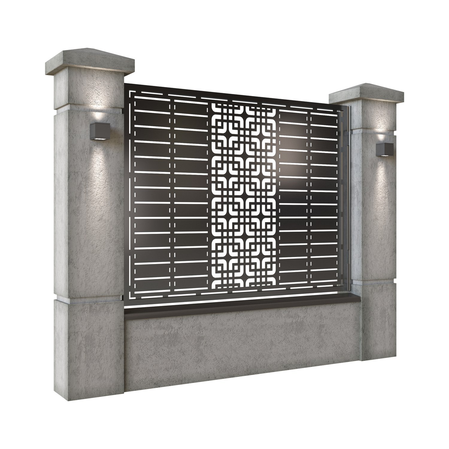 Panou de gard mare din tabla decupata (traforata) CNC cu plasma, model Madrid, SM MDR03, 1940 x 1500 mm, Negru - imagine 2